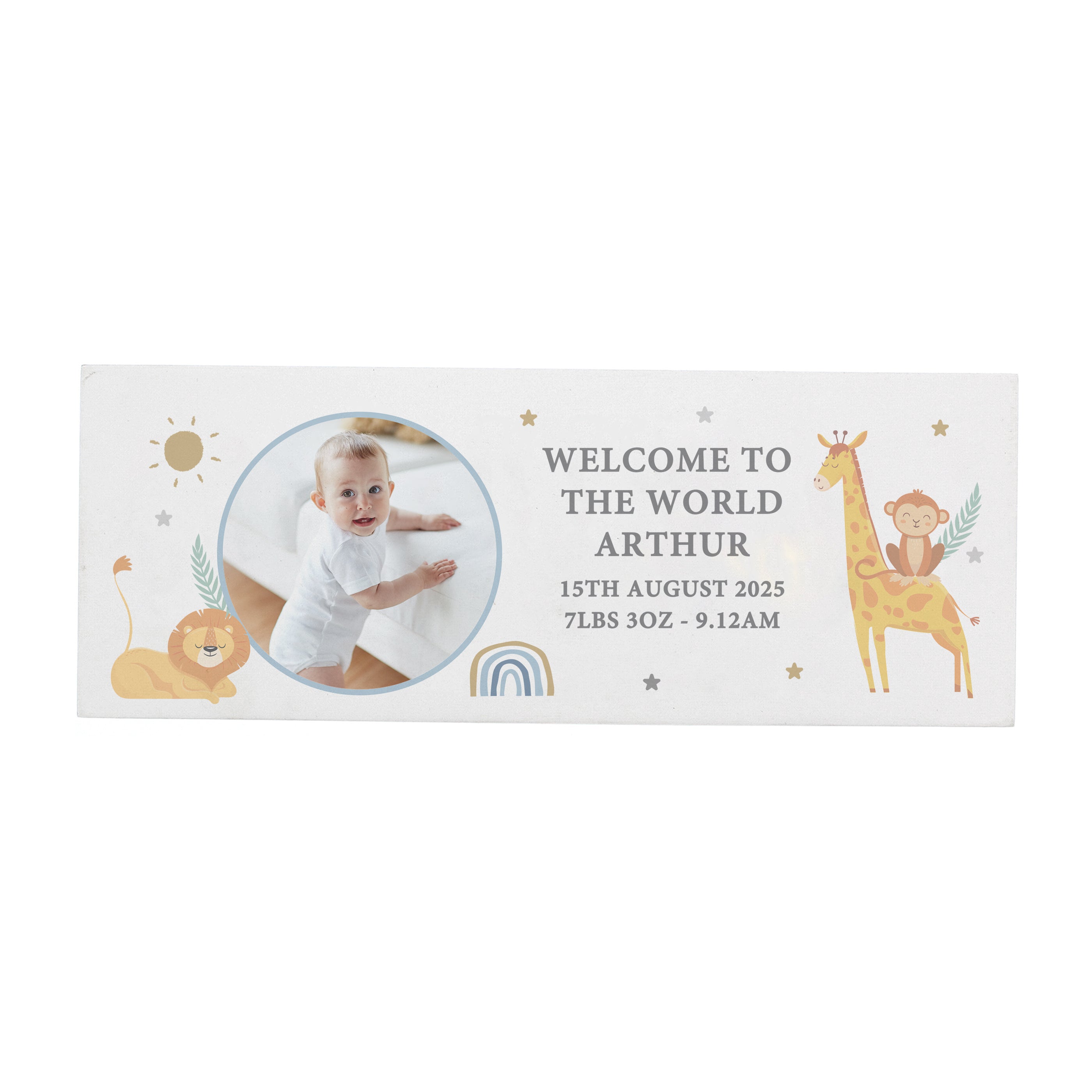 Personalised Safari Animals Photo Upload Wooden Ornament