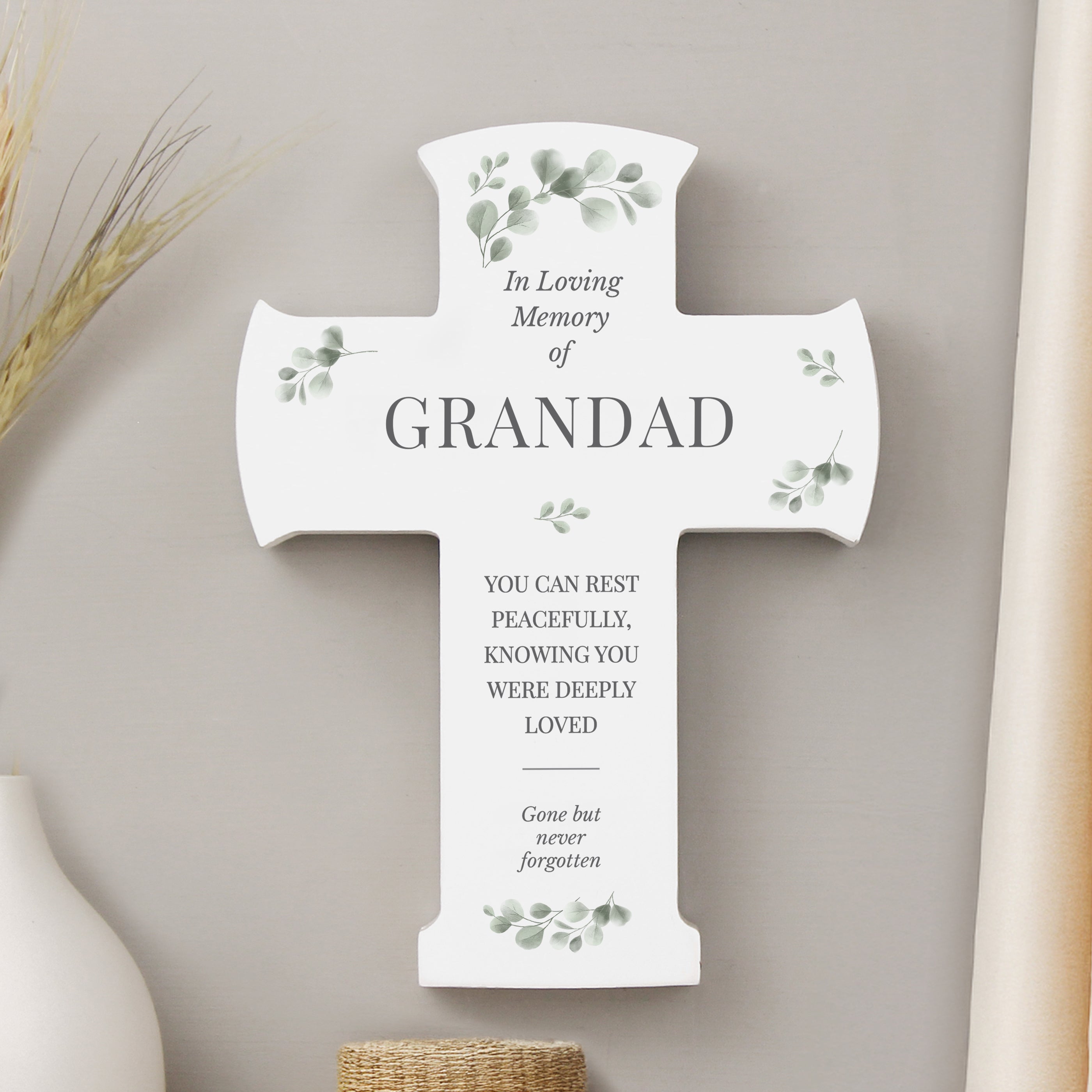 Personalised Memorial Cross Wooden Ornament