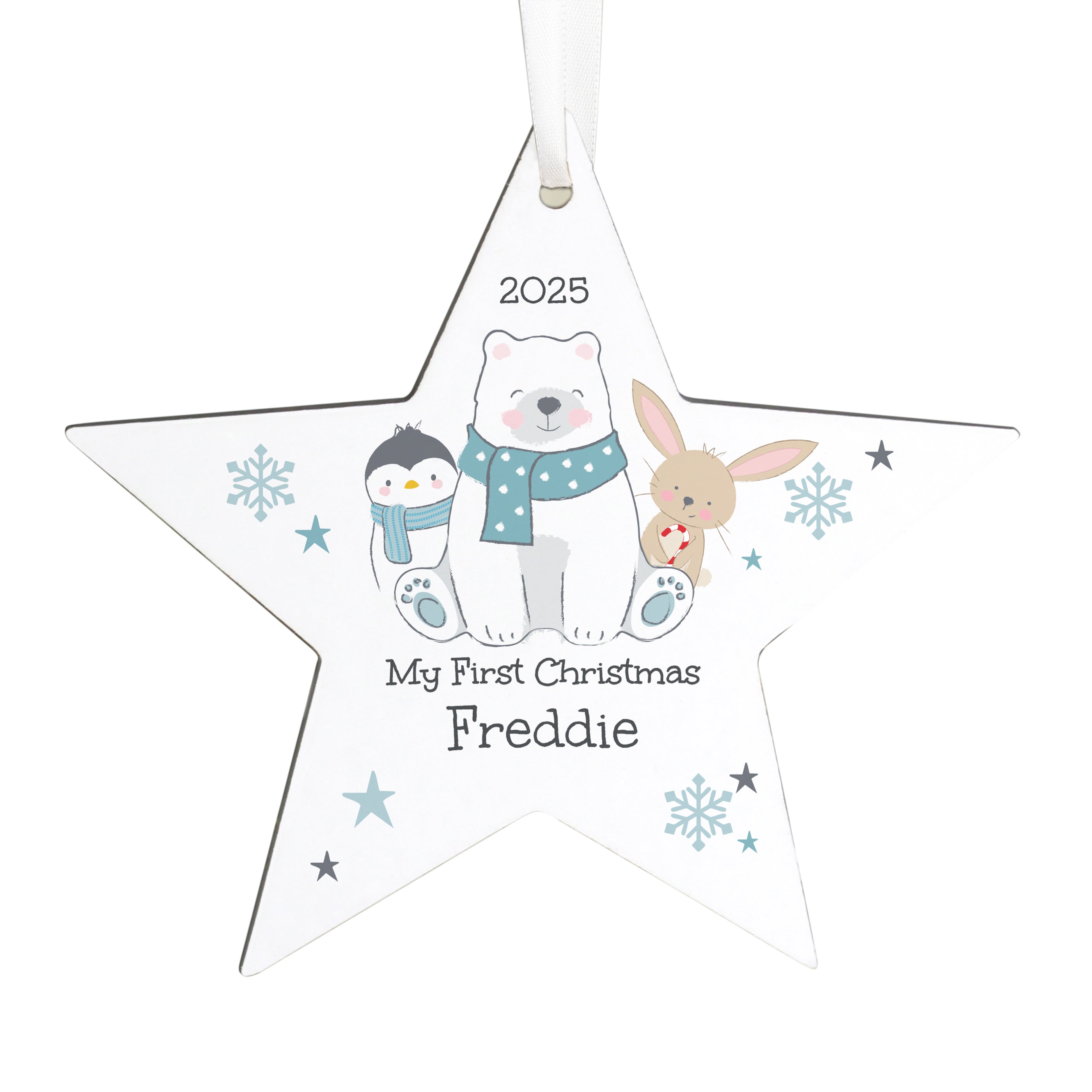 Personalised Polar Bear Christmas Star Ornament