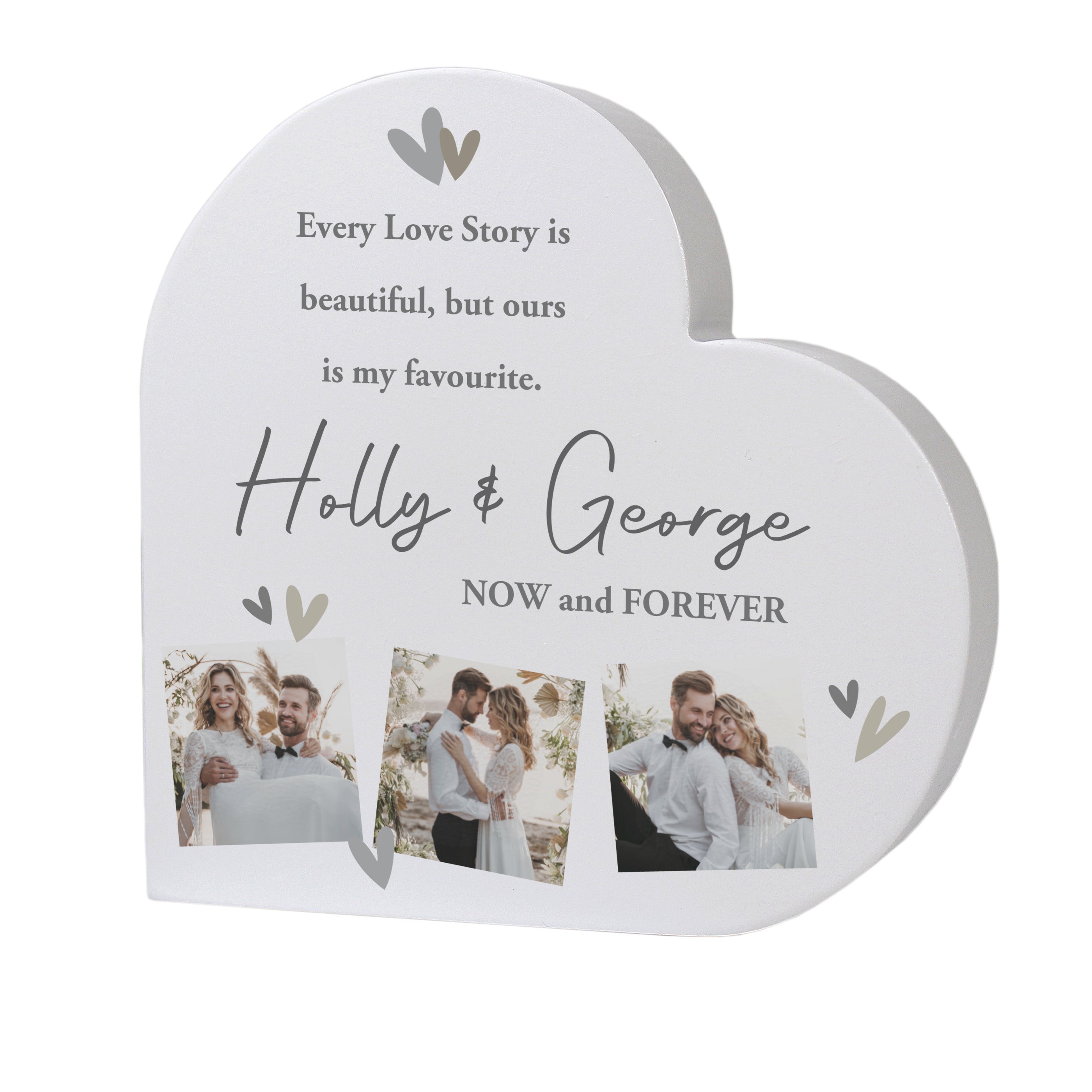 Personalised Photo Upload Grey Heart Ornament