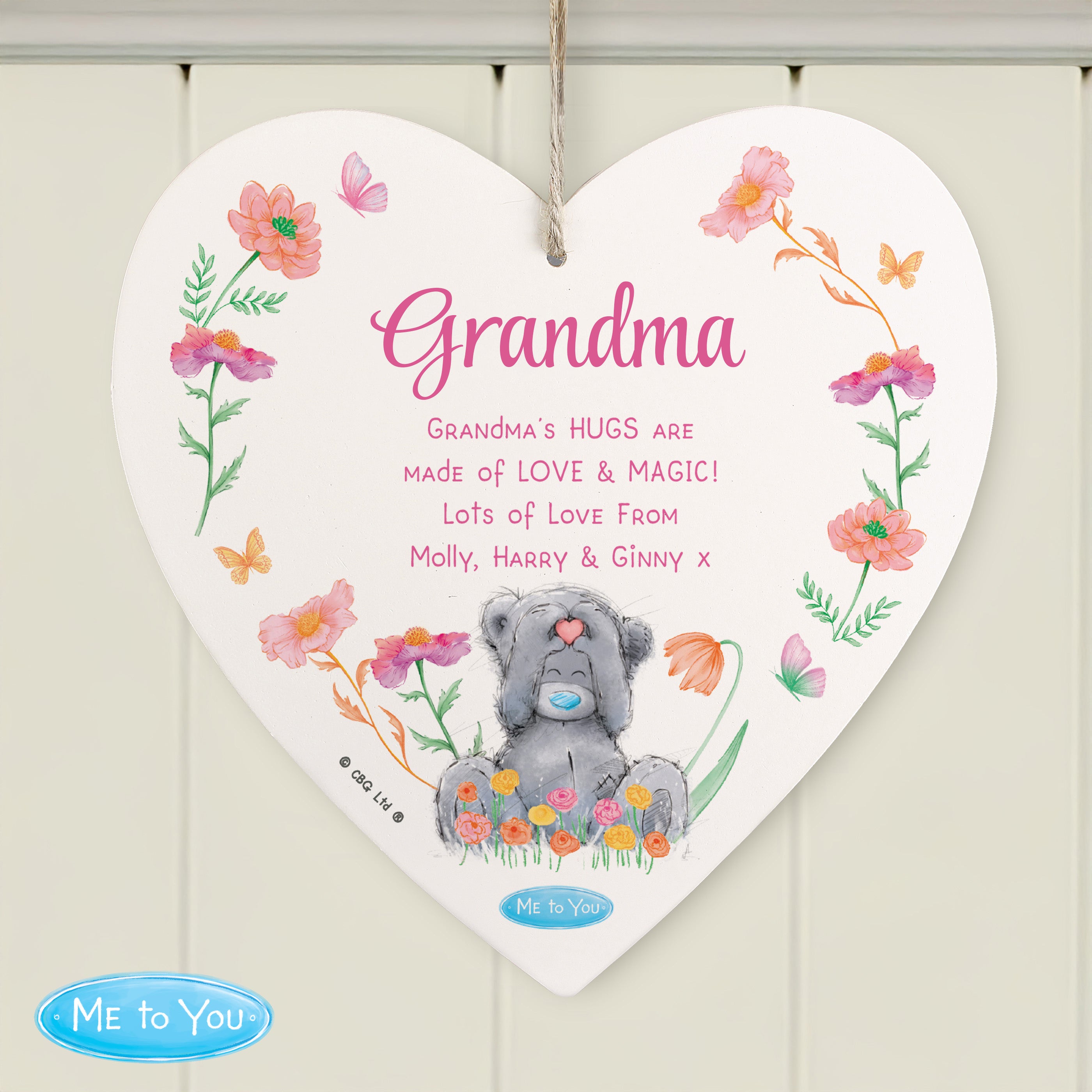 Personalised Me to You Flowery Hanging Heart Ornament