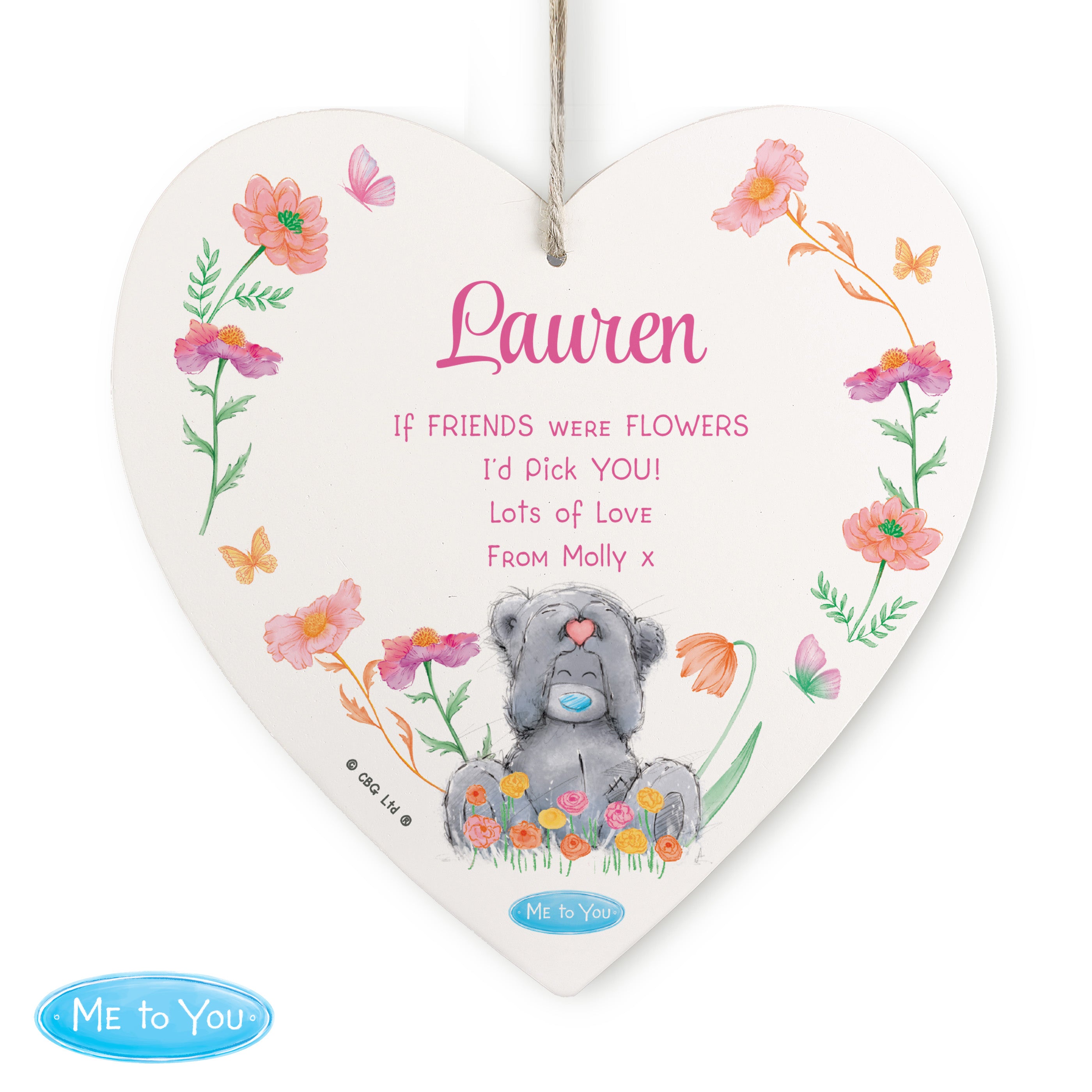 Personalised Me to You Flowery Hanging Heart Ornament