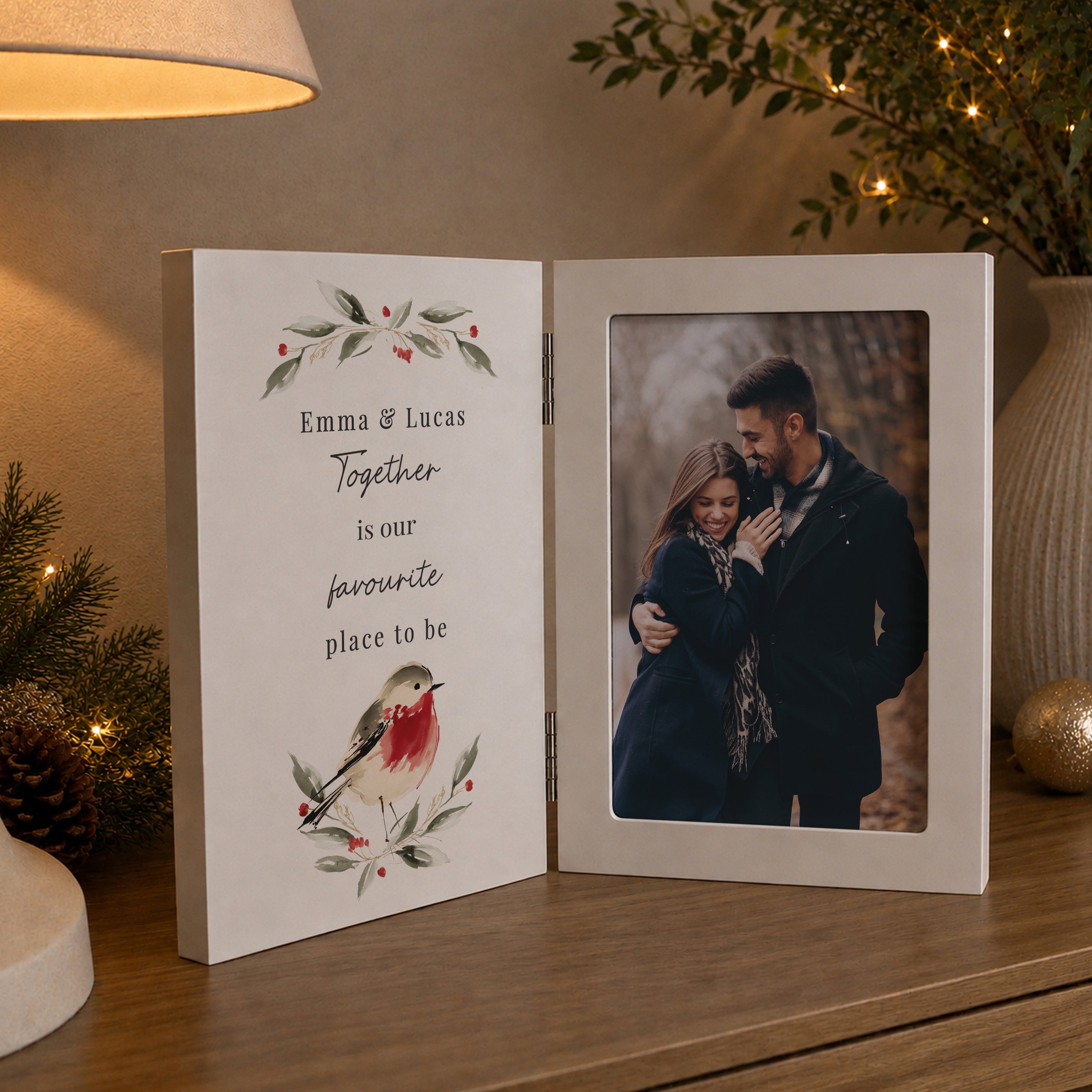 Personalised Robin Hinged Wooden Frame