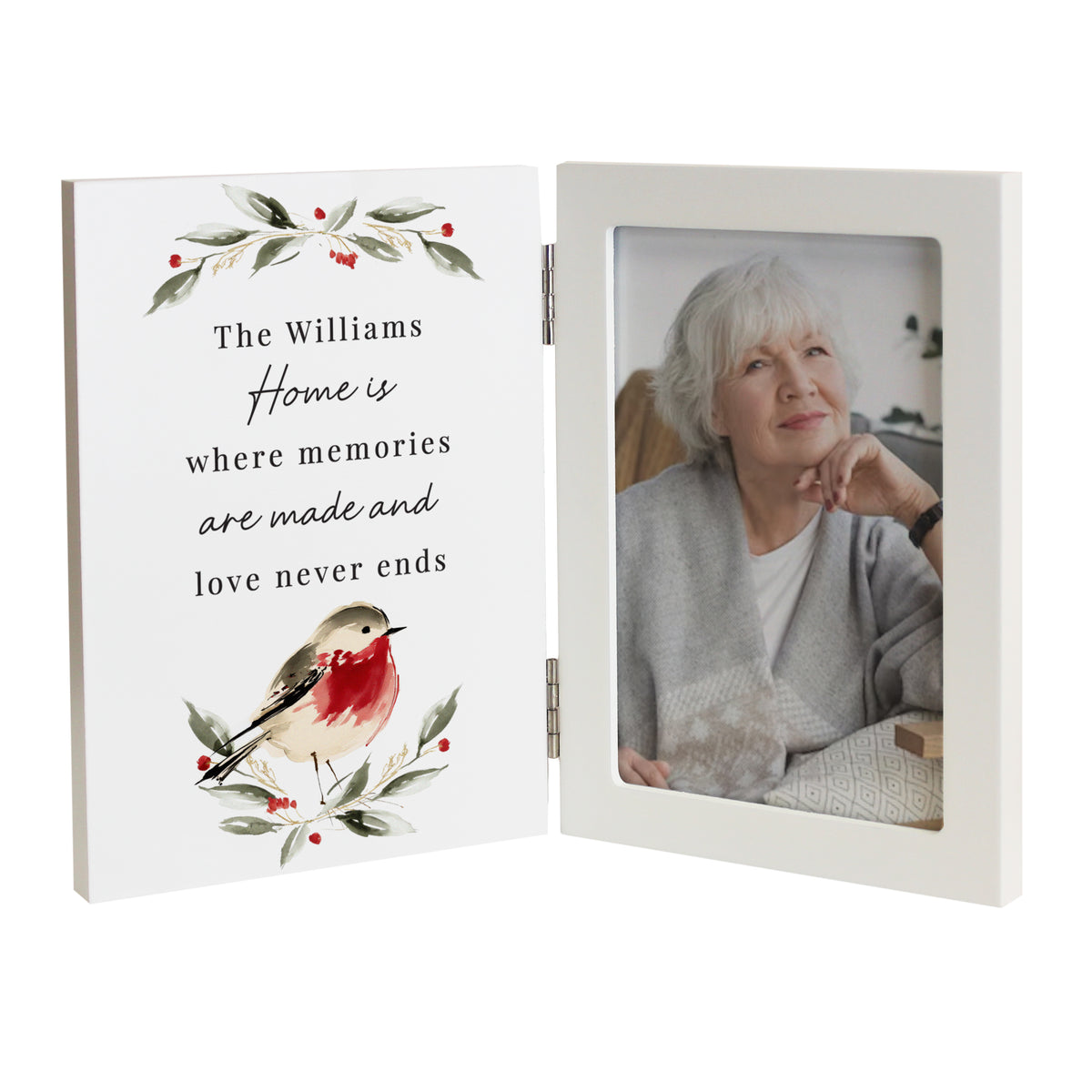 Personalised Robin Hinged Wooden Frame
