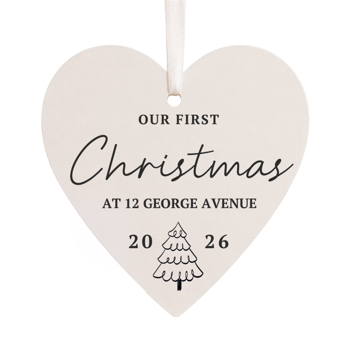Personalised Christmas Tree Wooden Heart Decoration