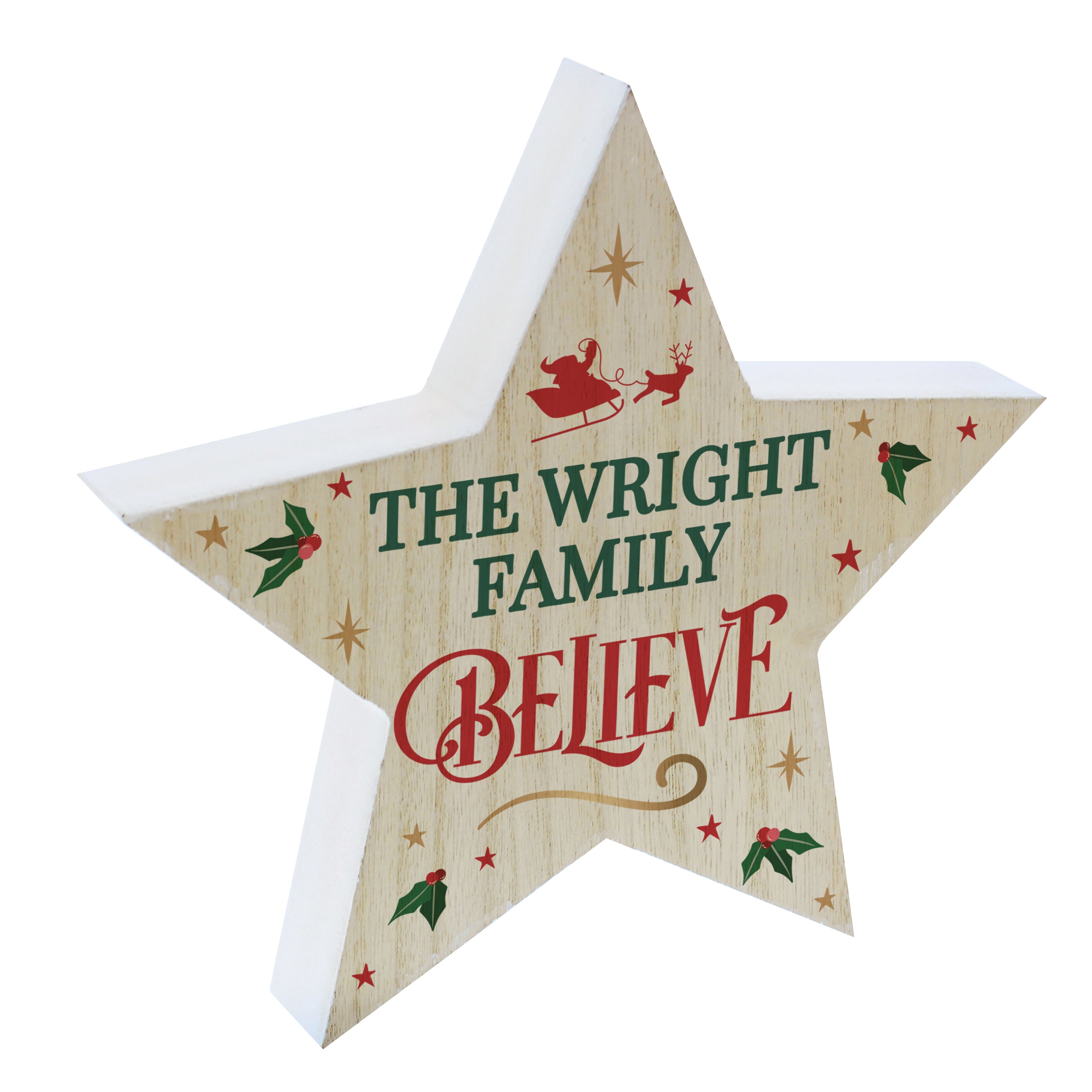 Personalised Believe Wooden Star Ornament