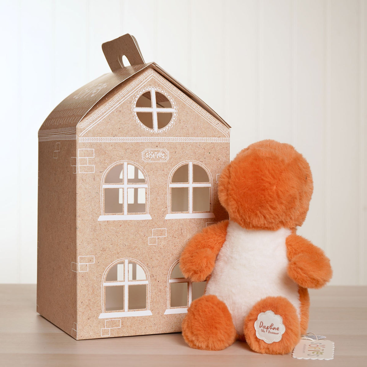 Daphne The Plush Sitting Orange Dinosaur 21 cm