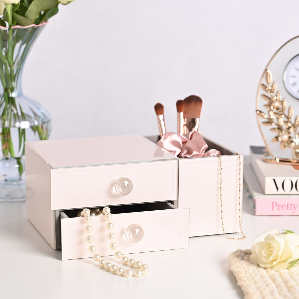 Sophia Classic Nude Glass Jewellery Drawers & Pot