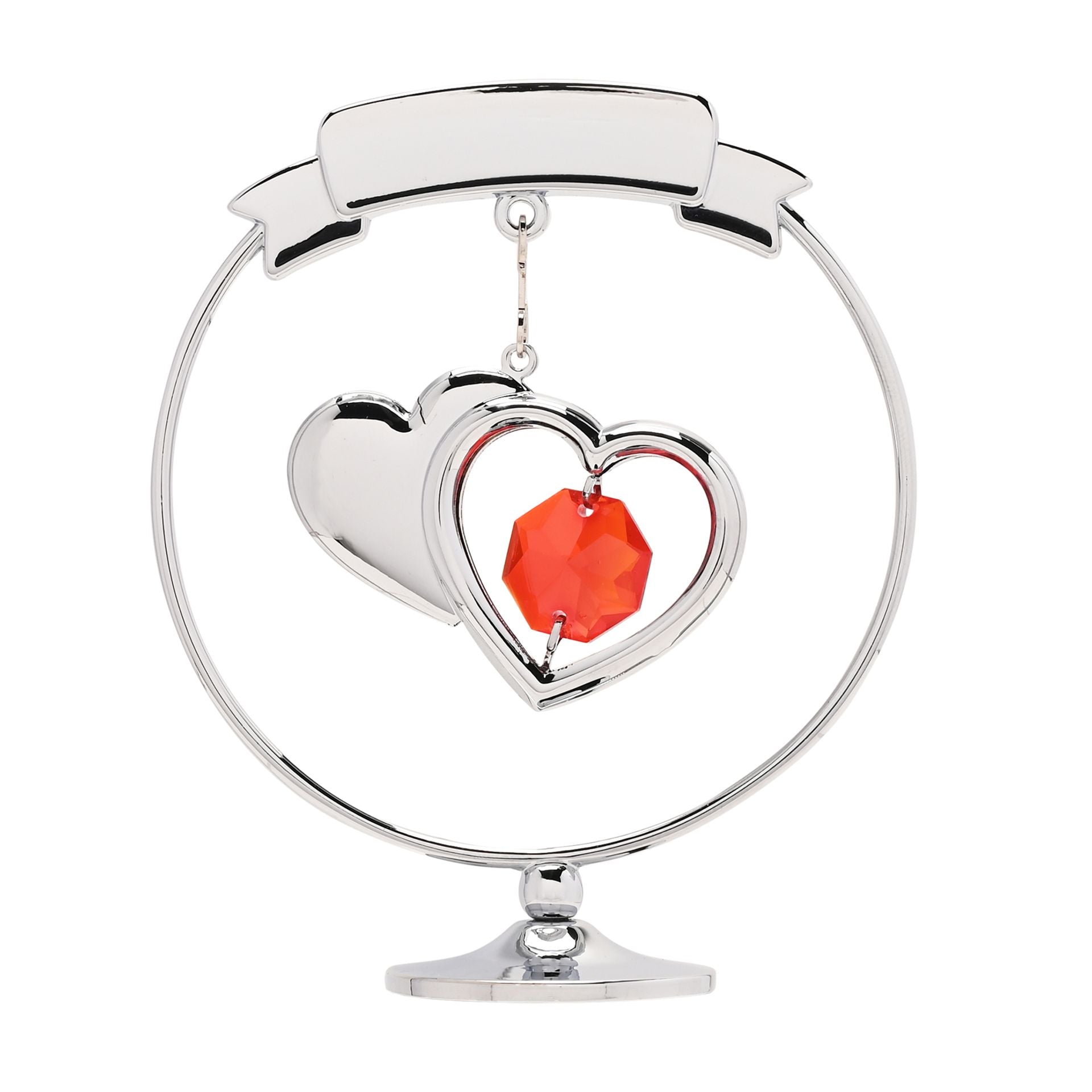 Crystocraft Chrome Plated Circle 2 Hearts - 40th Anniversary