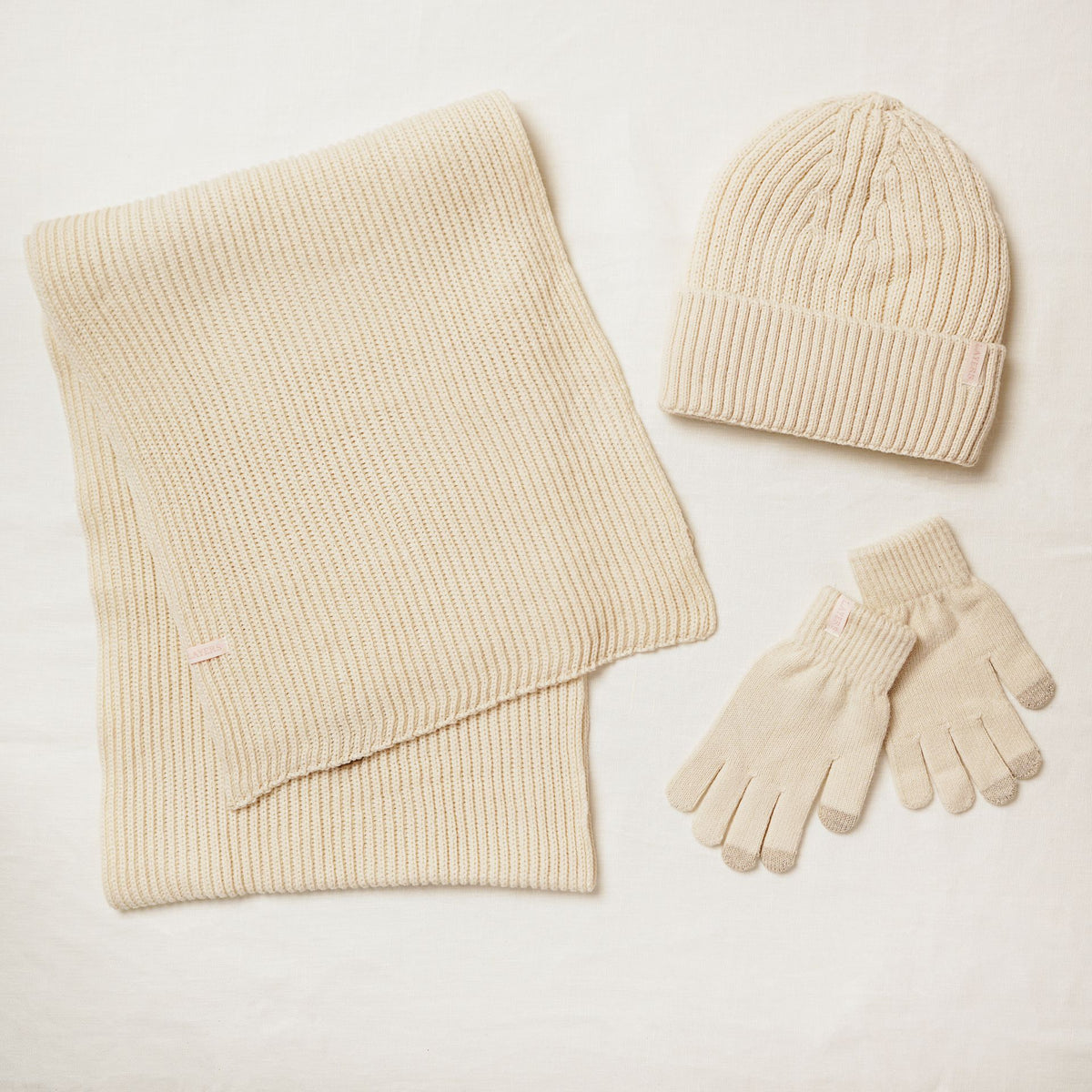 Sophia Layers Cosy Knit Hat Glove & Scarf Gift Set - Ivory