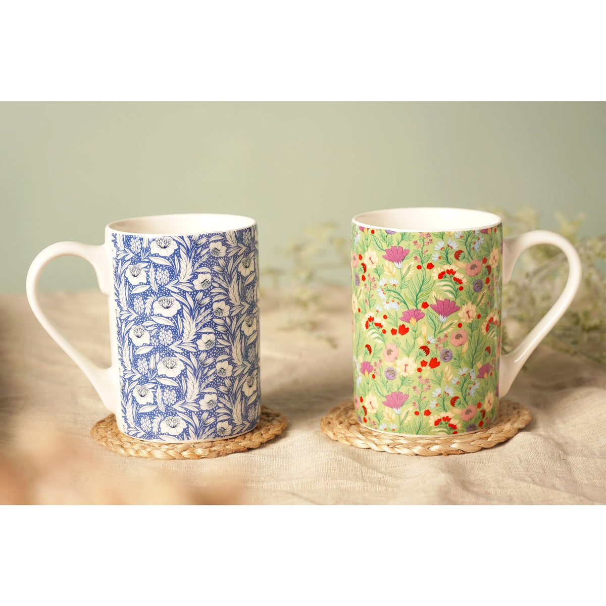 Sophia Lane 10oz Bone China Mug - Green Floral