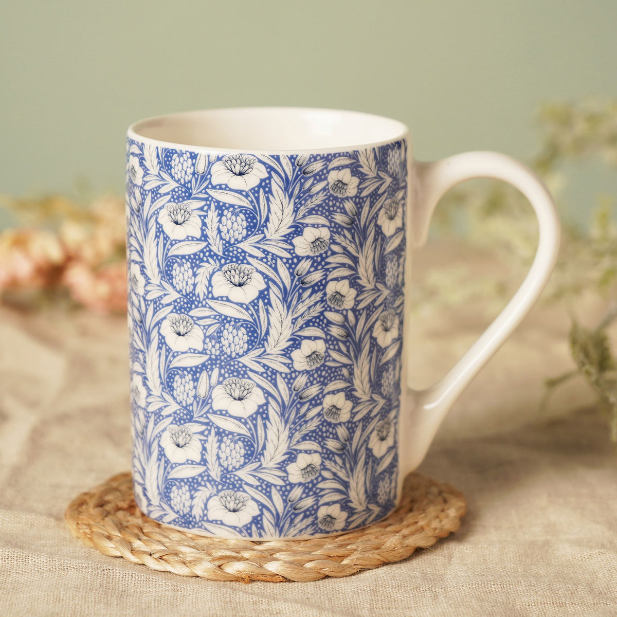 Sophia Lane 10oz Bone China Mug - Blue Floral