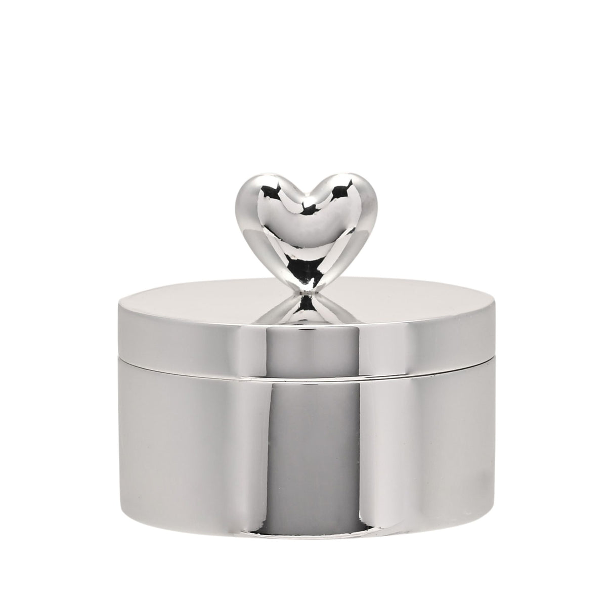 Sophia Silverplated Heart Round Trinket Box