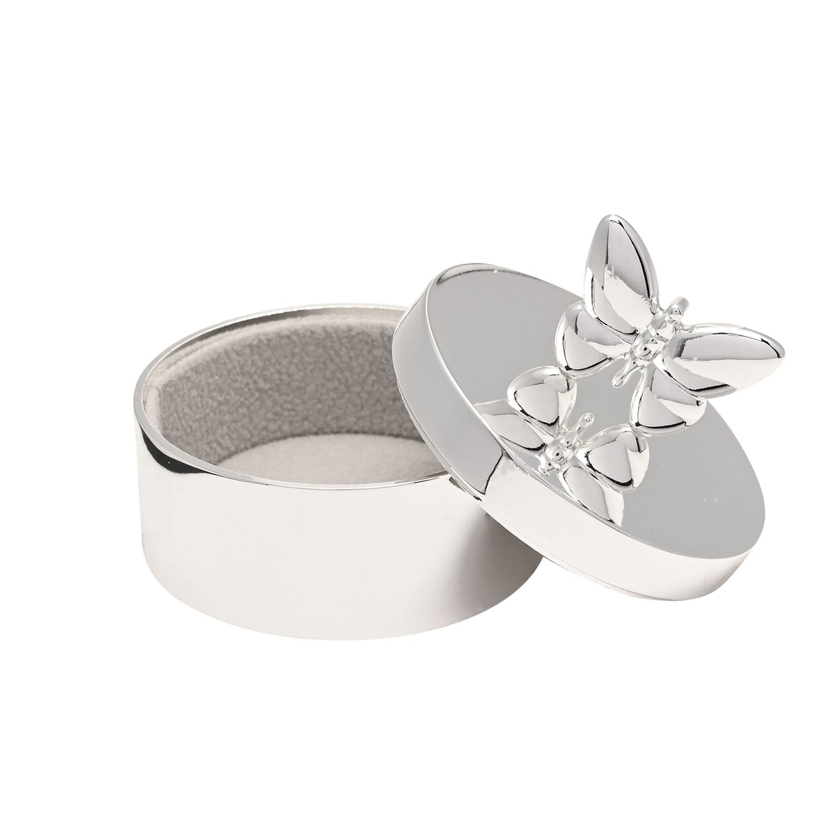 Sophia Silverplated Butterfly Round Trinket Box