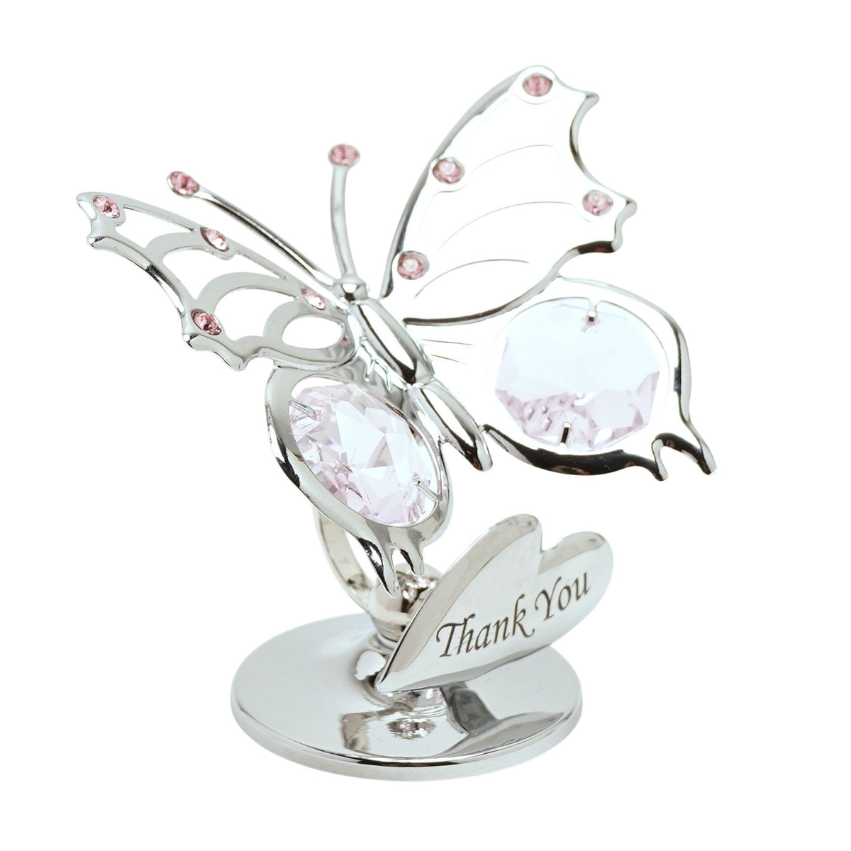 Crystocraft Chrome Plated Butterfly Plaque - Thank you