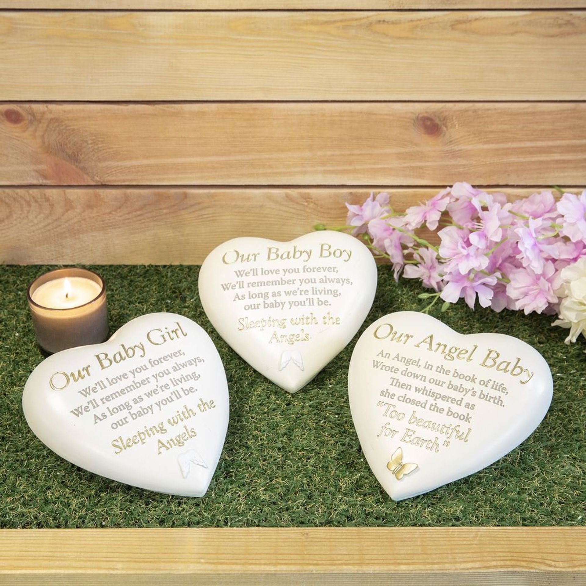 Thoughts Of You Graveside Heart Plaque - Our Baby Boy