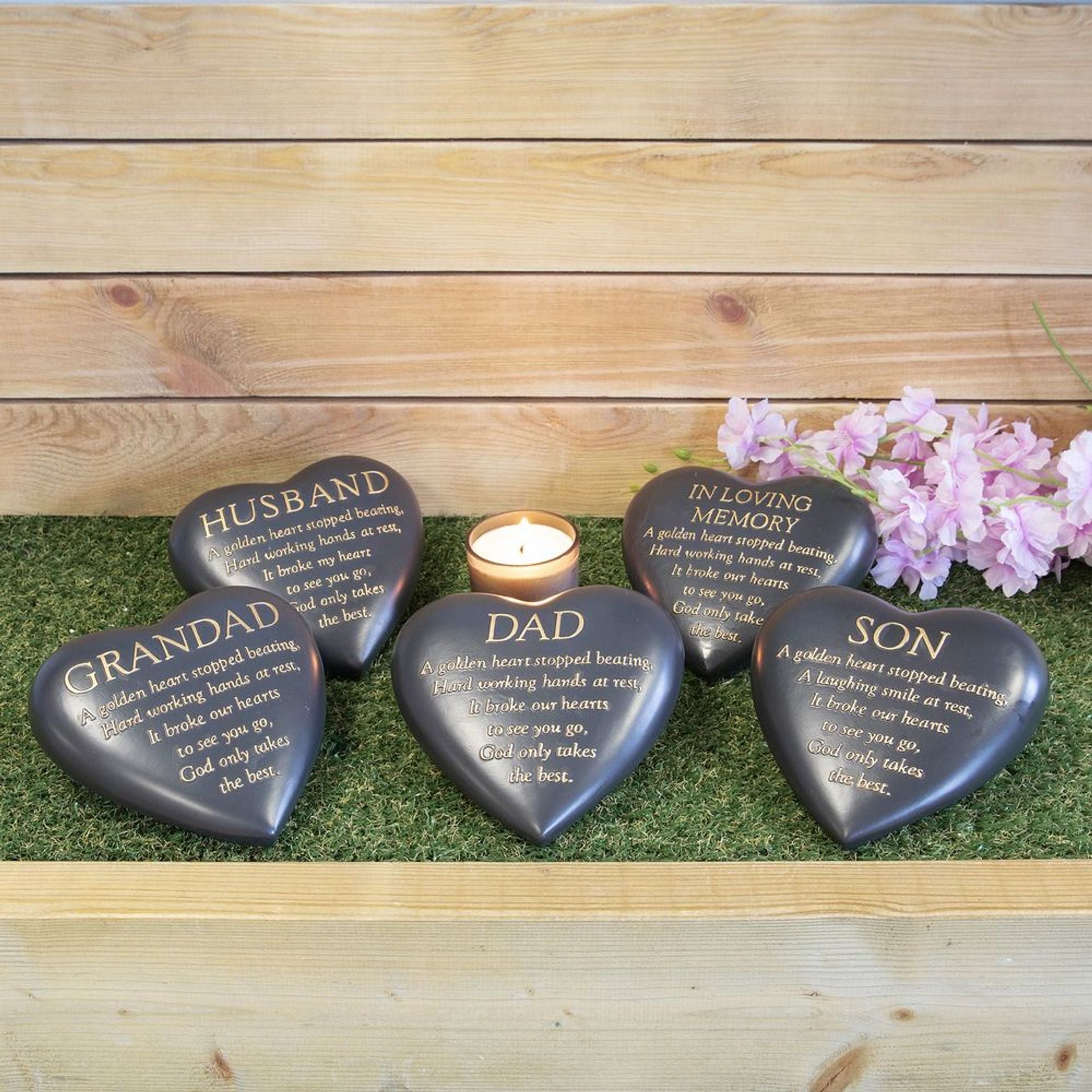 Thoughts Of You Graveside Dark Grey Heart Plaque - Dad