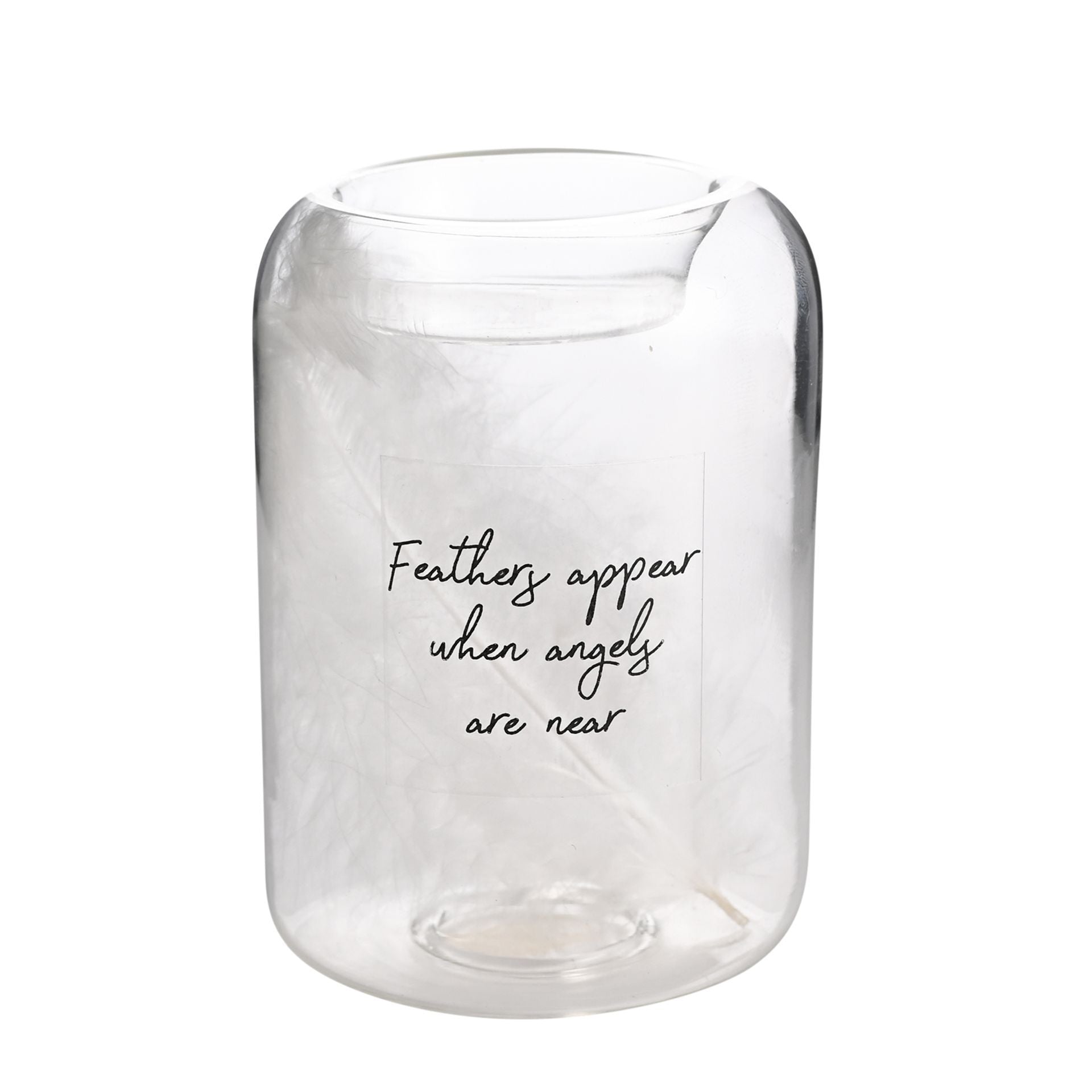 Thoughts of You Feather Glass Tea Light Holder - Feathers