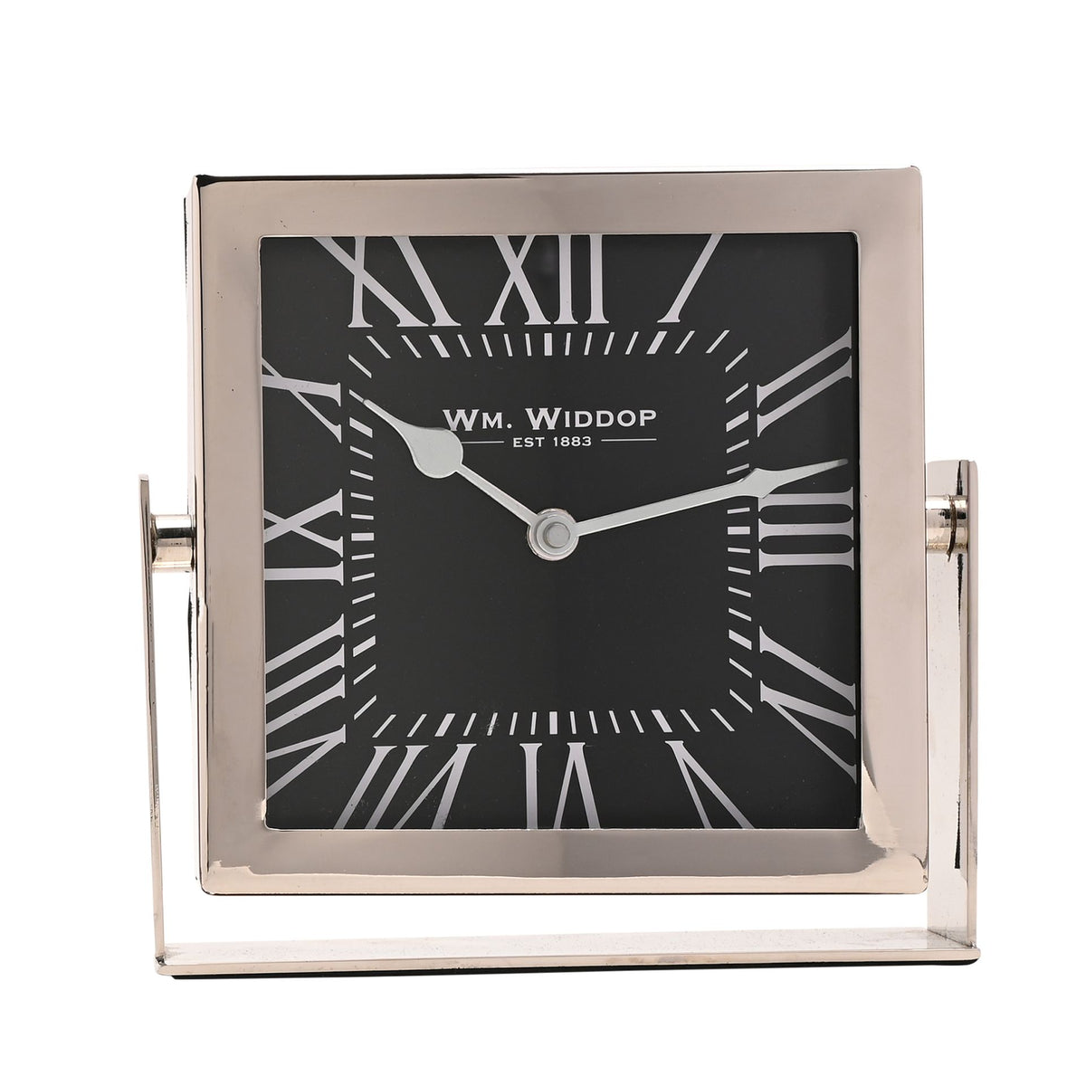 Wm.Widdop Silver Square Mantle Clock - 18cm