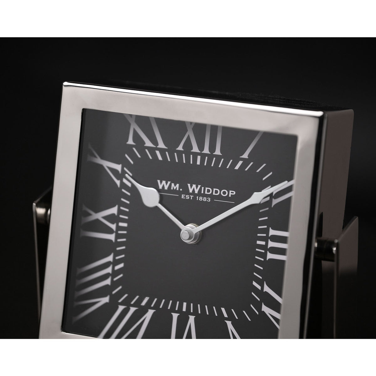 Wm.Widdop Silver Square Mantle Clock - 18cm