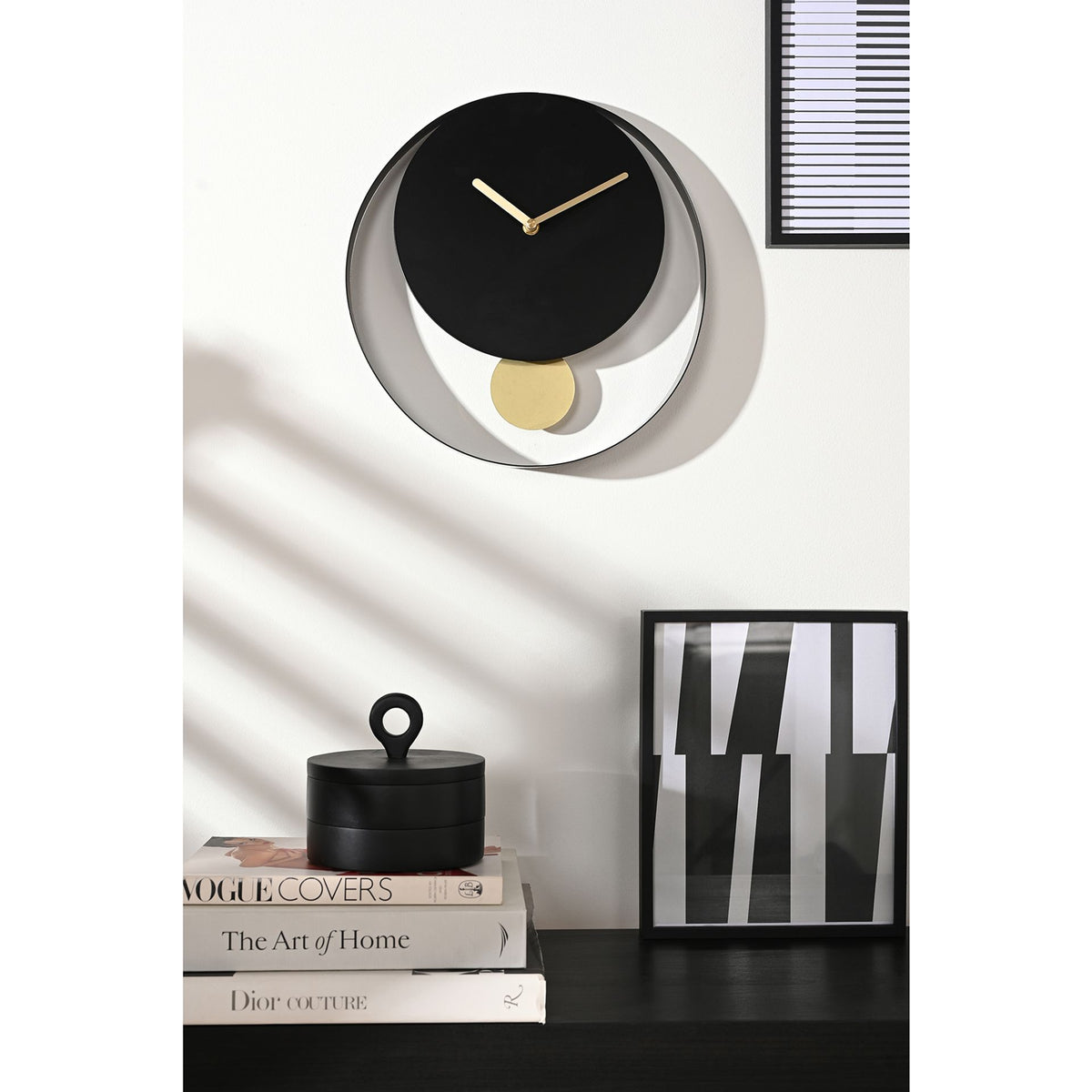 Interval Pendulum Wall Clock 30cm - Black & Gold