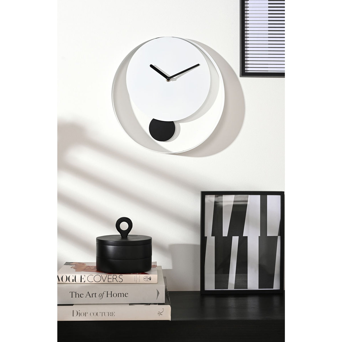 Interval Pendulum Wall Clock 30cm - White & Black