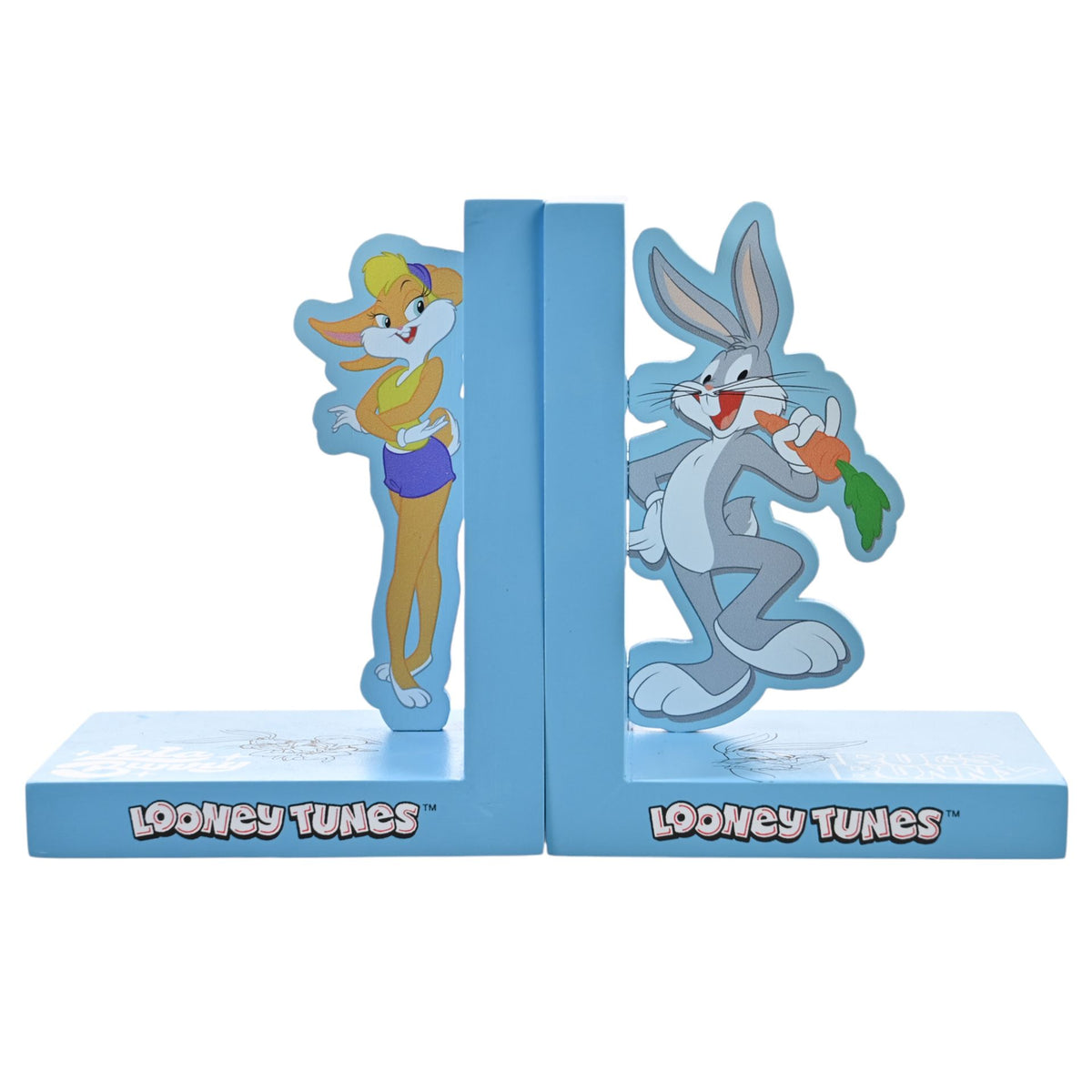 Warner Bros Looney Tunes Bugs Bunny And Lola Wooden Book Ends