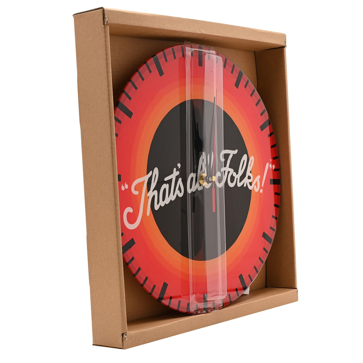 Warner Bros Looney Tunes "That's All Folks" Glass Clock - 30cm