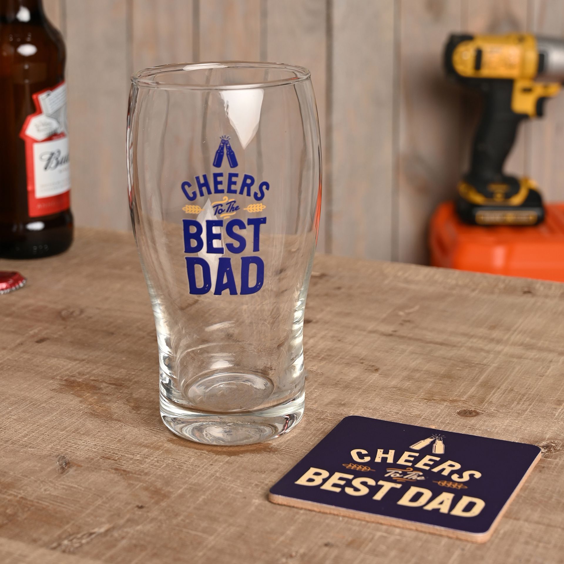 Well Crafted Pint Glass and Coaster Set - Dad