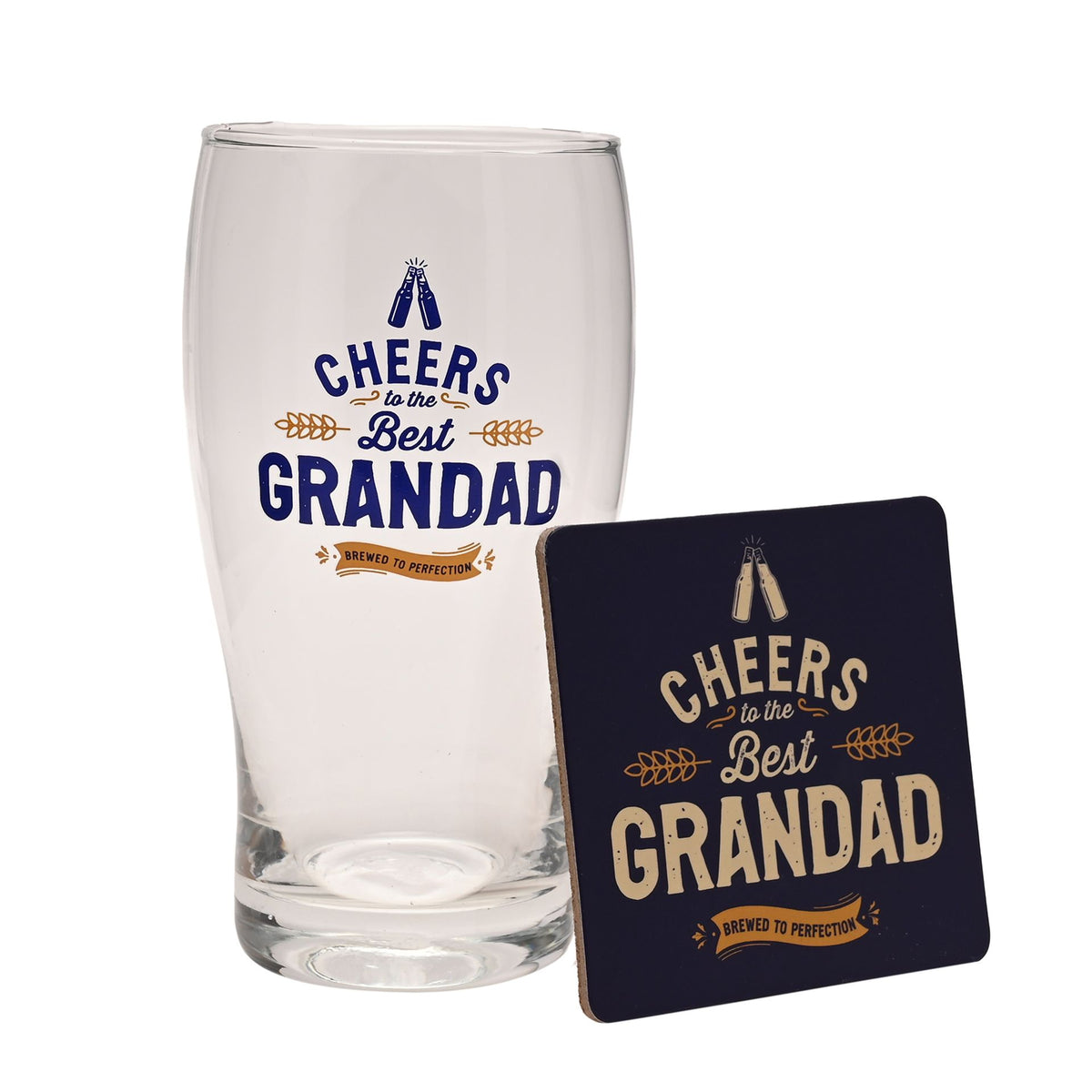 Well Crafted Pint Glass and Coaster Set - Grandad