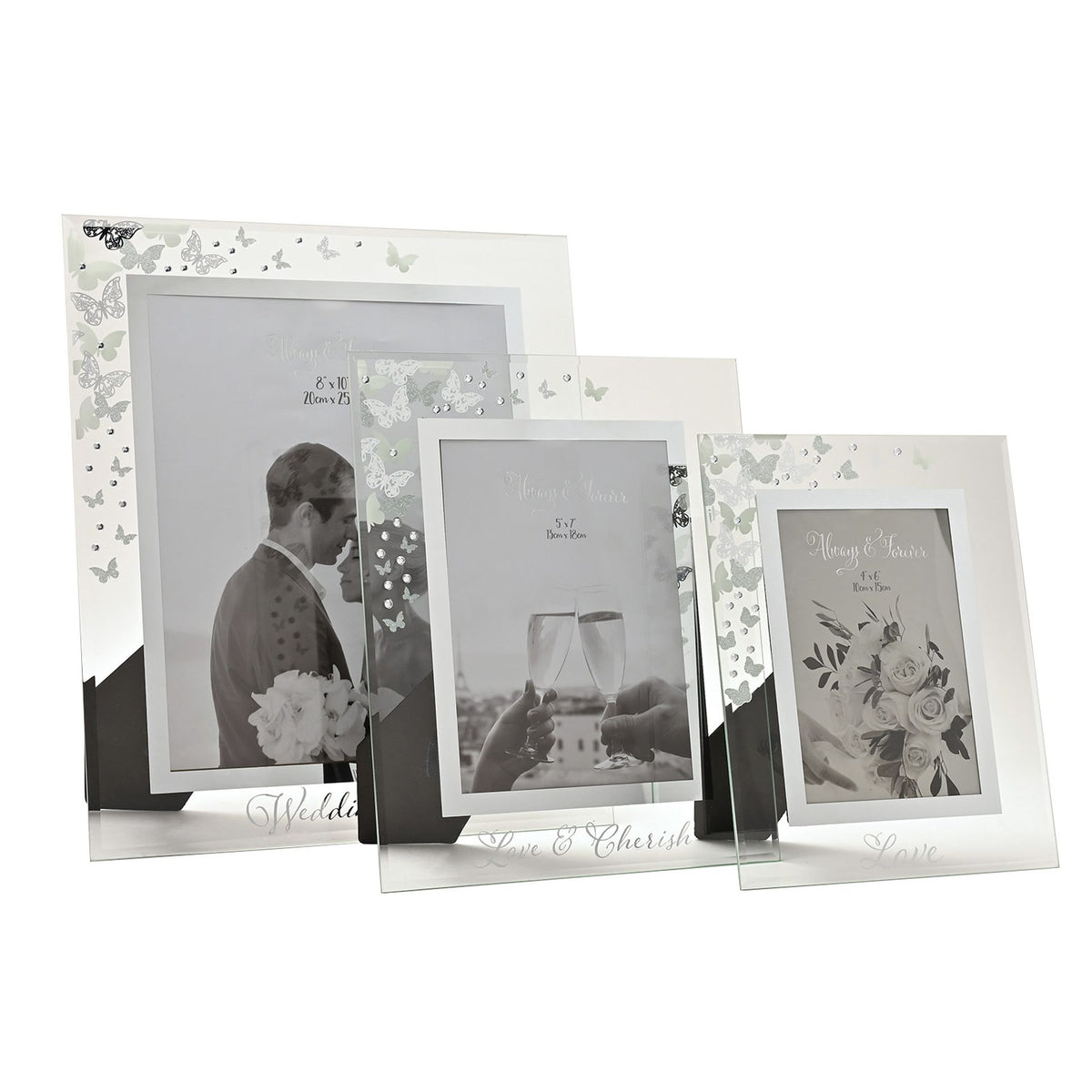 Always & Forever Glass Frame Butterflies 4" x 6"