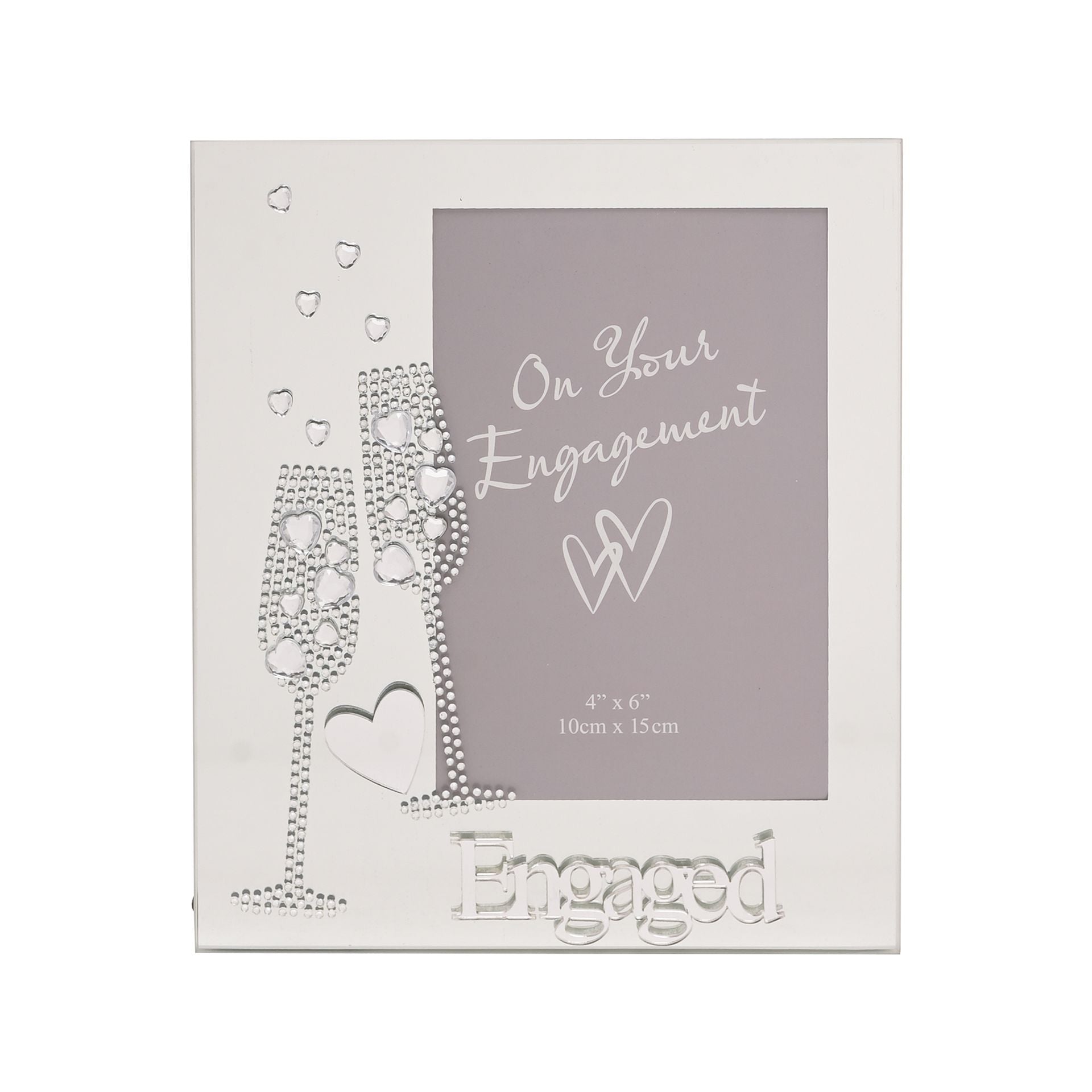 Mirror Frame 4" x 6" Flute/Crystal Heart - Engaged *(36/24)*