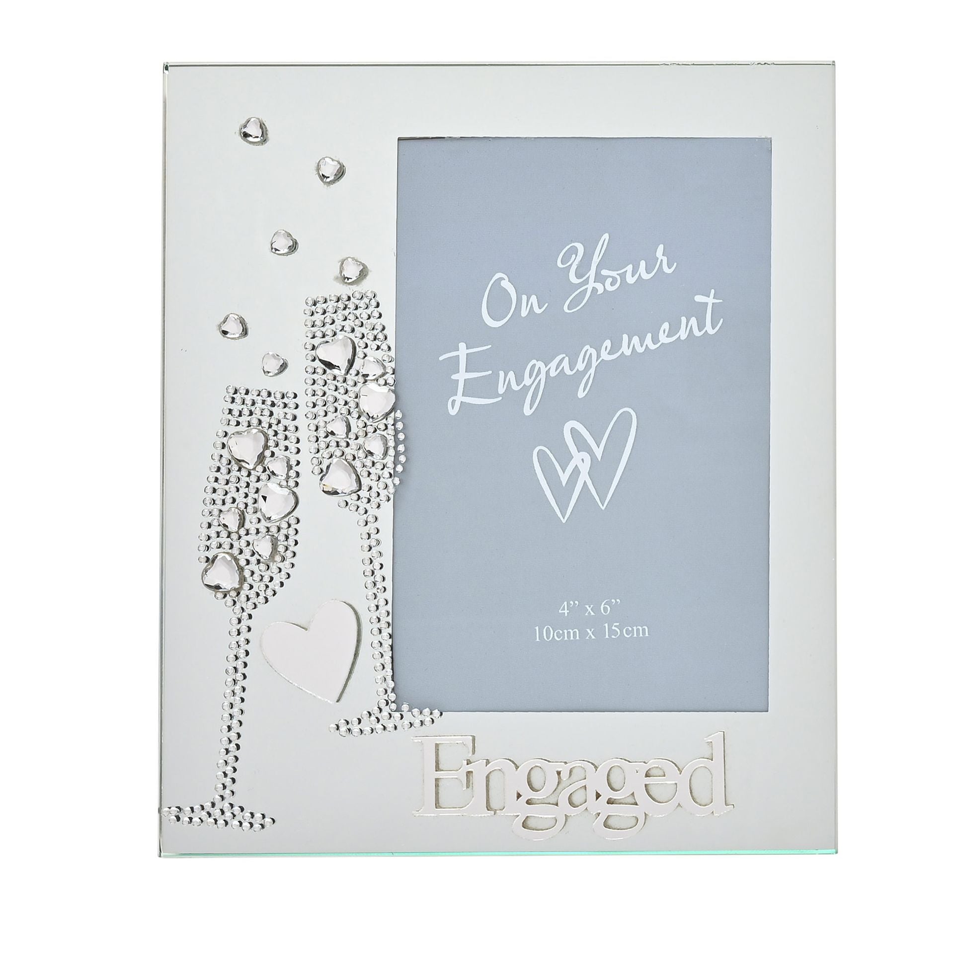 Mirror Frame 4" x 6" Flute/Crystal Heart - Engaged *(36/24)*