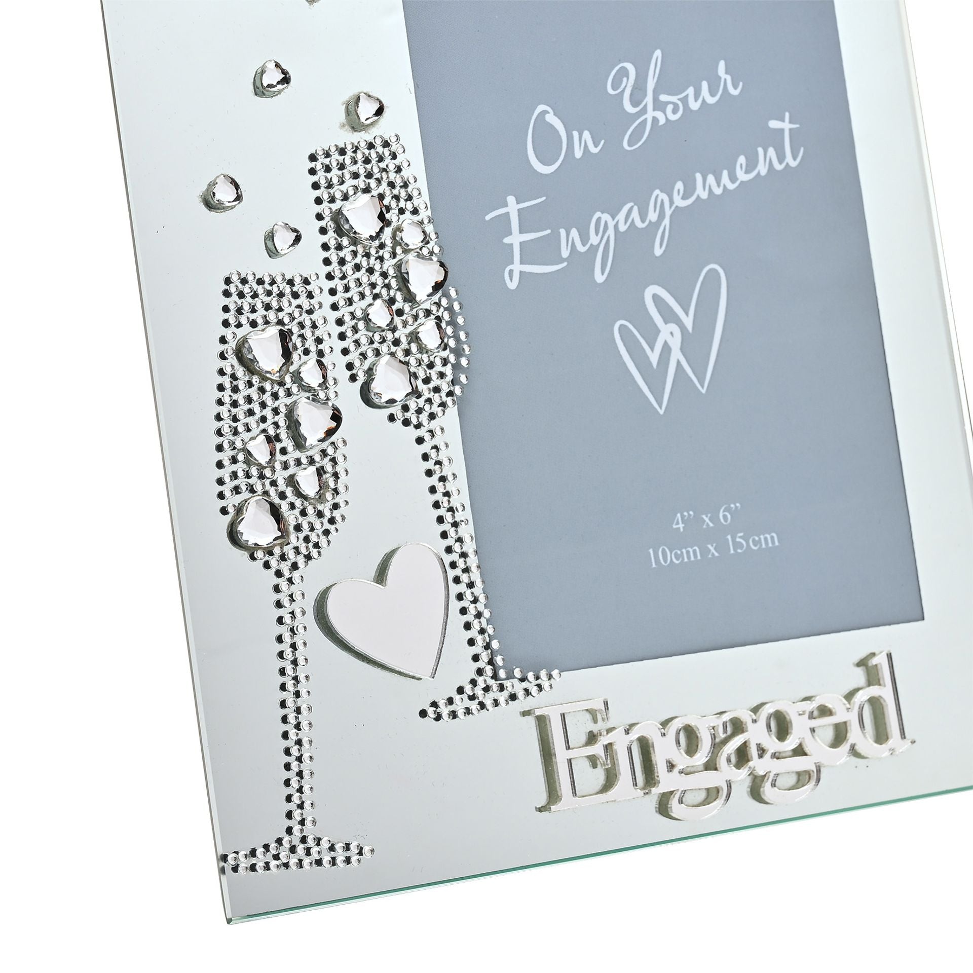 Mirror Frame 4" x 6" Flute/Crystal Heart - Engaged *(36/24)*