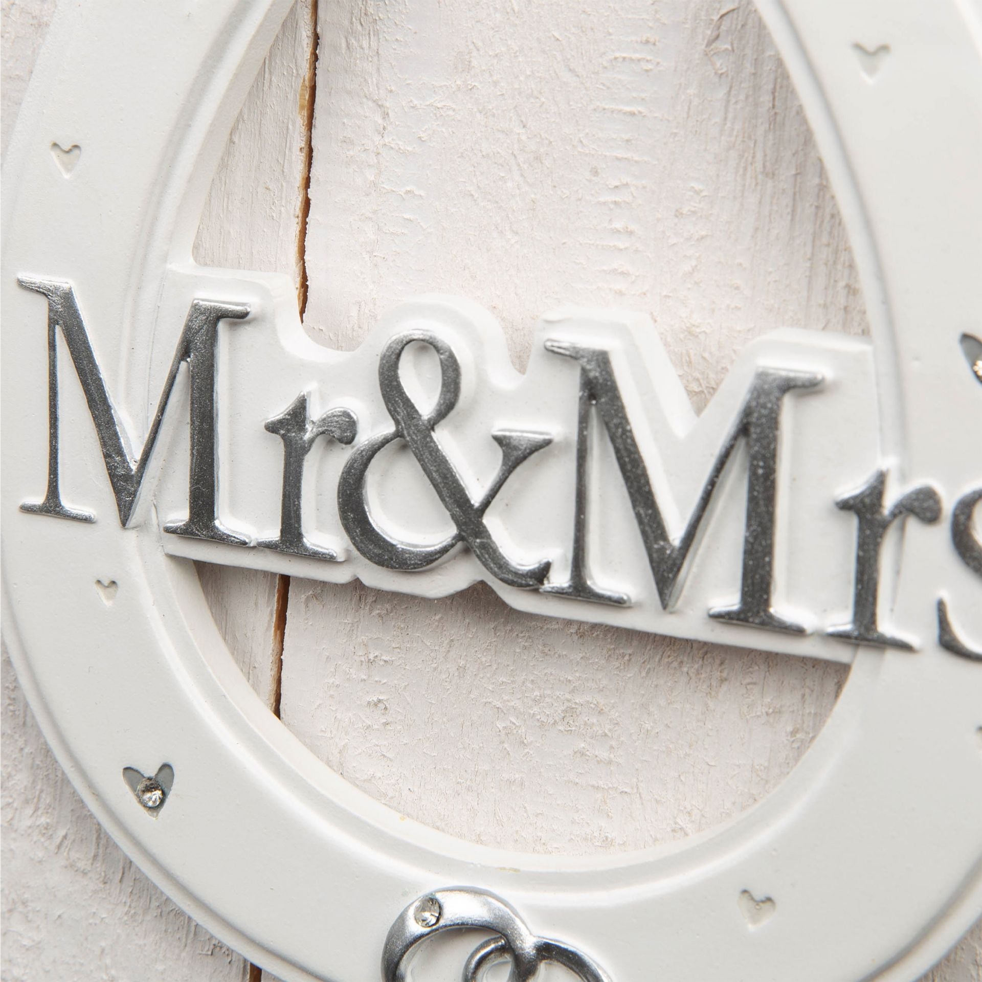 Amore White Resin Wedding Horse Shoe - Mr & Mrs