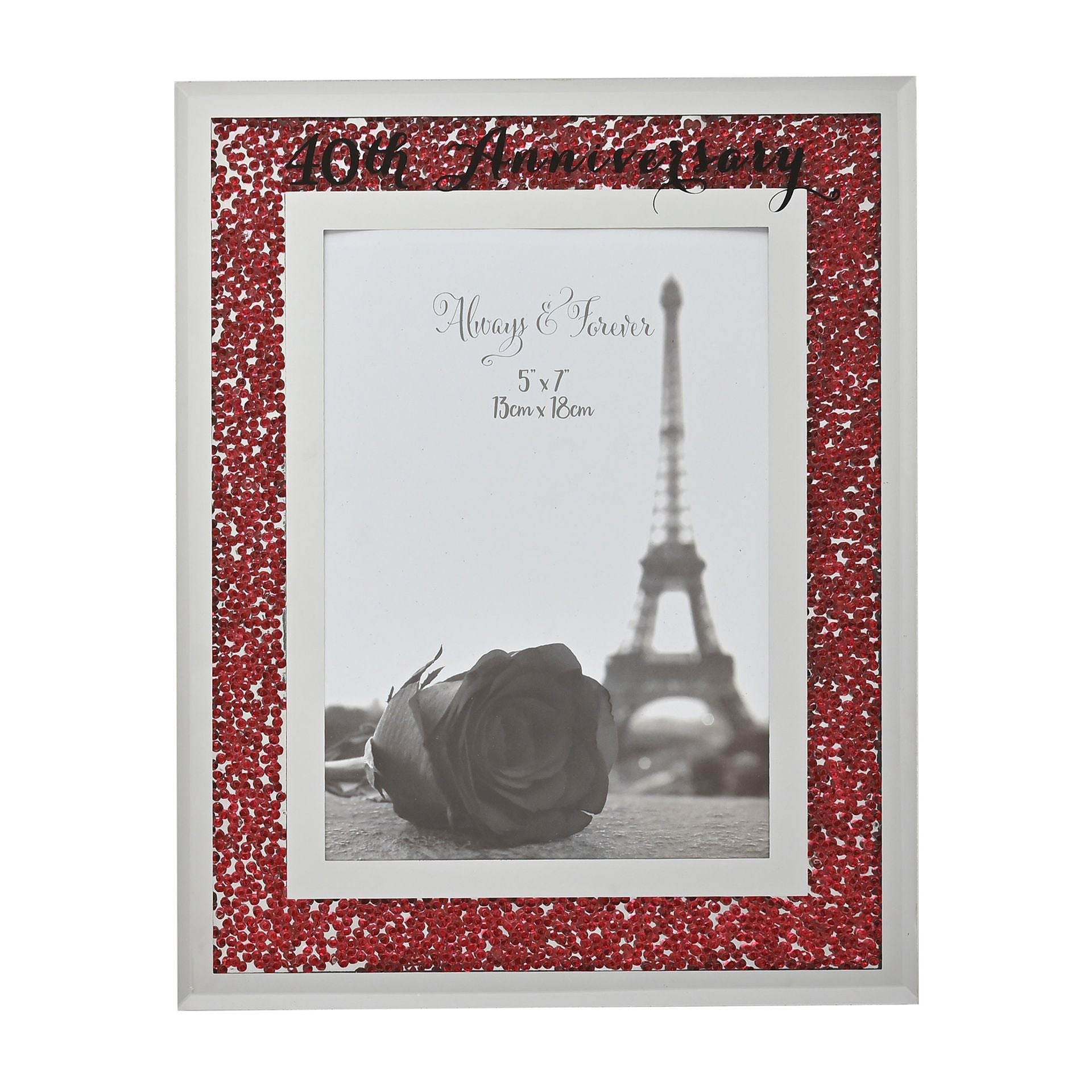 Celebrations Crystal Border Frame 5" x 7" - 40th Anniversary