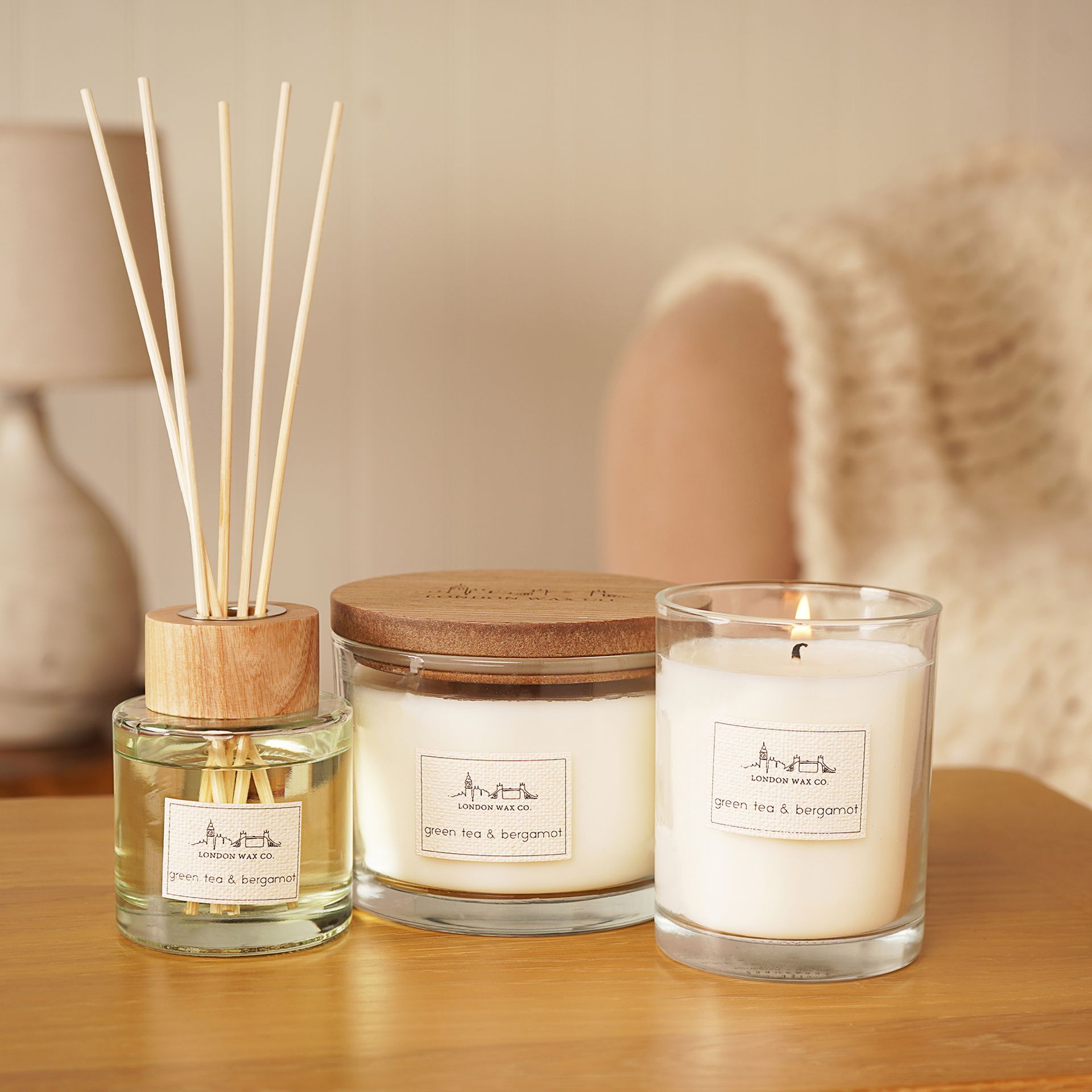 The London Wax Company Green Tea & Bergamot Lidded Candle 226g