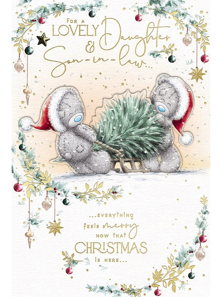 Daughter and Son-In-Law Christmas Card - Bears With Tree