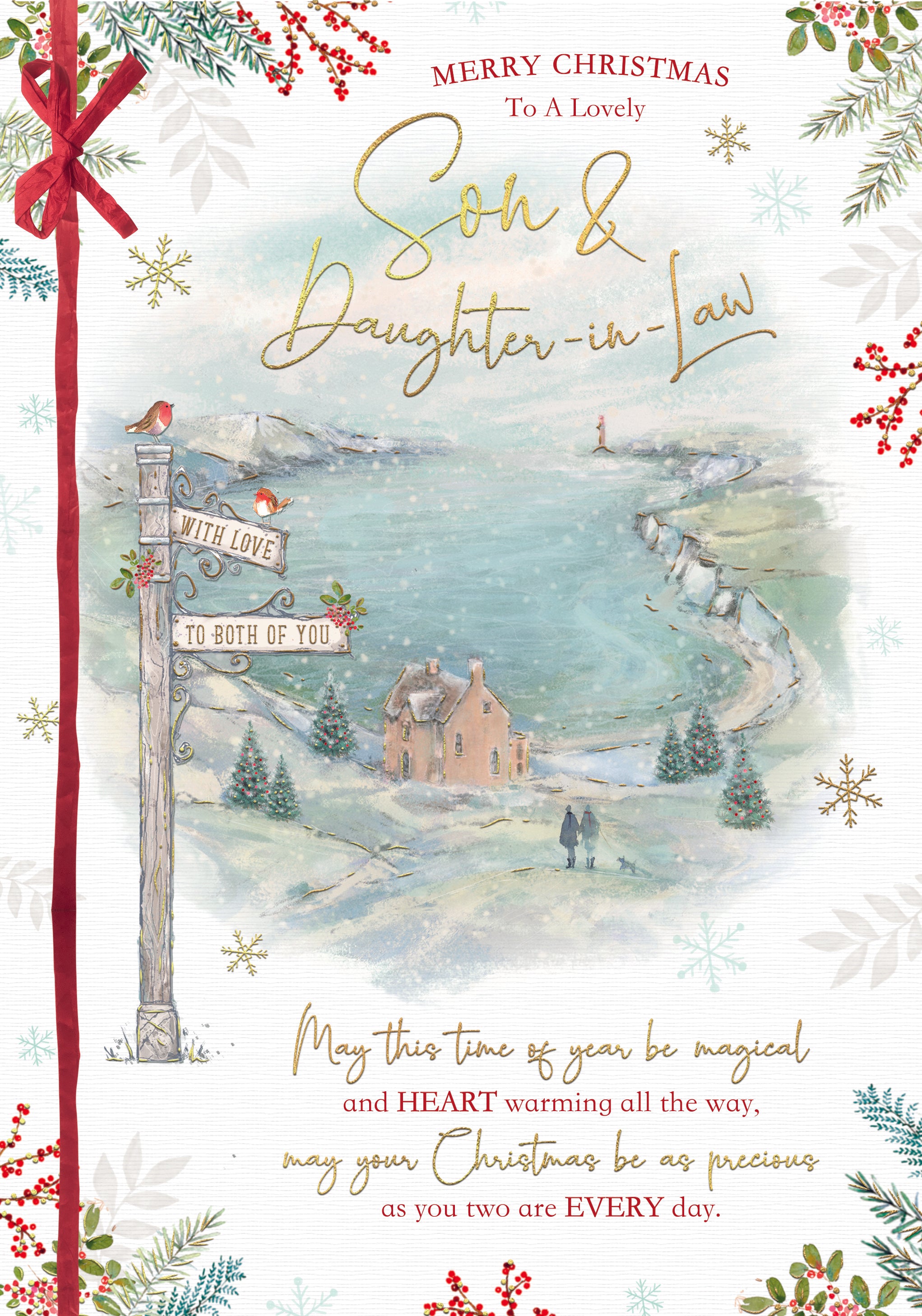 Son And Daughter In Law Christmas Card - Snowy Winter Scene
