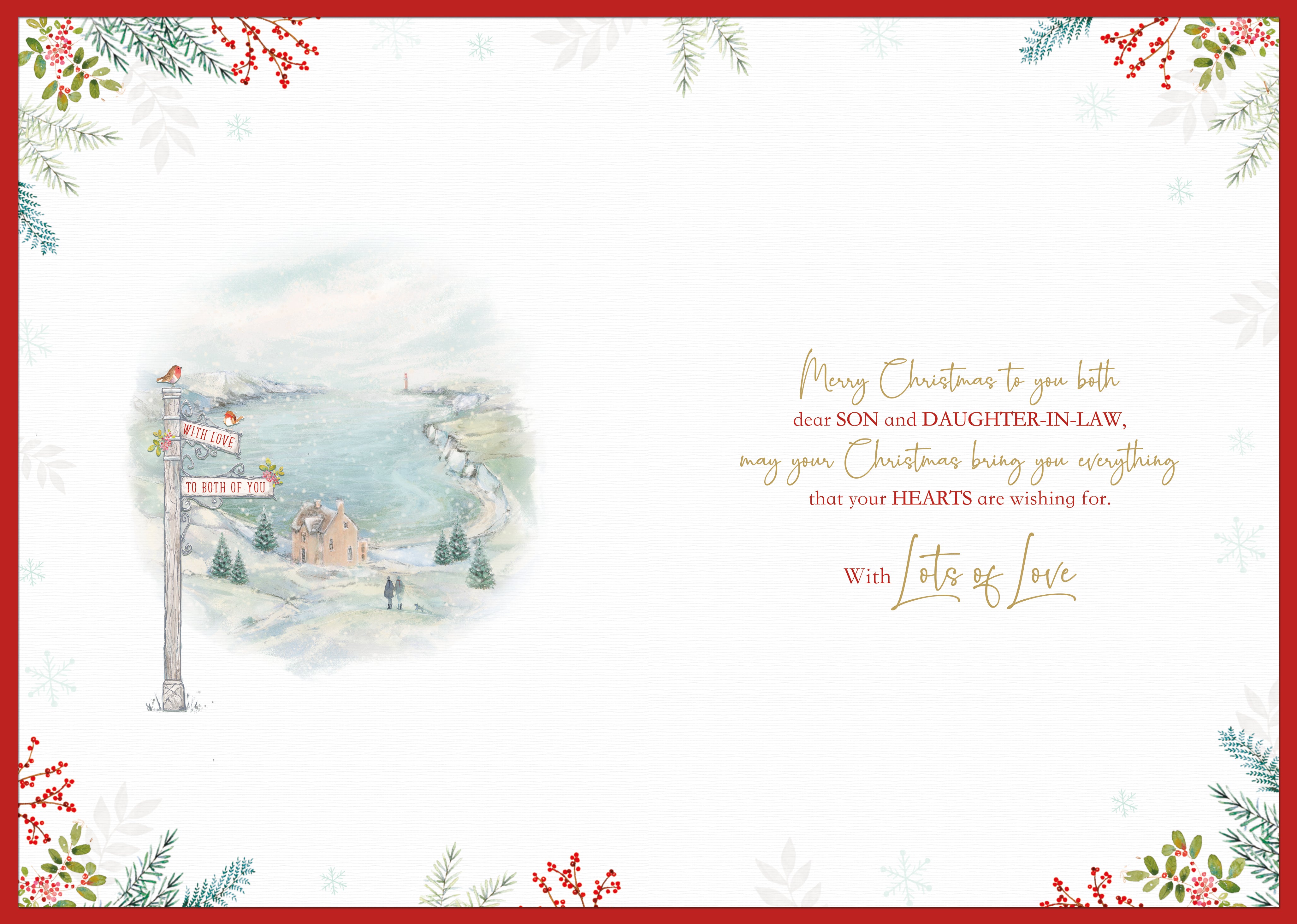 Son And Daughter In Law Christmas Card - Snowy Winter Scene