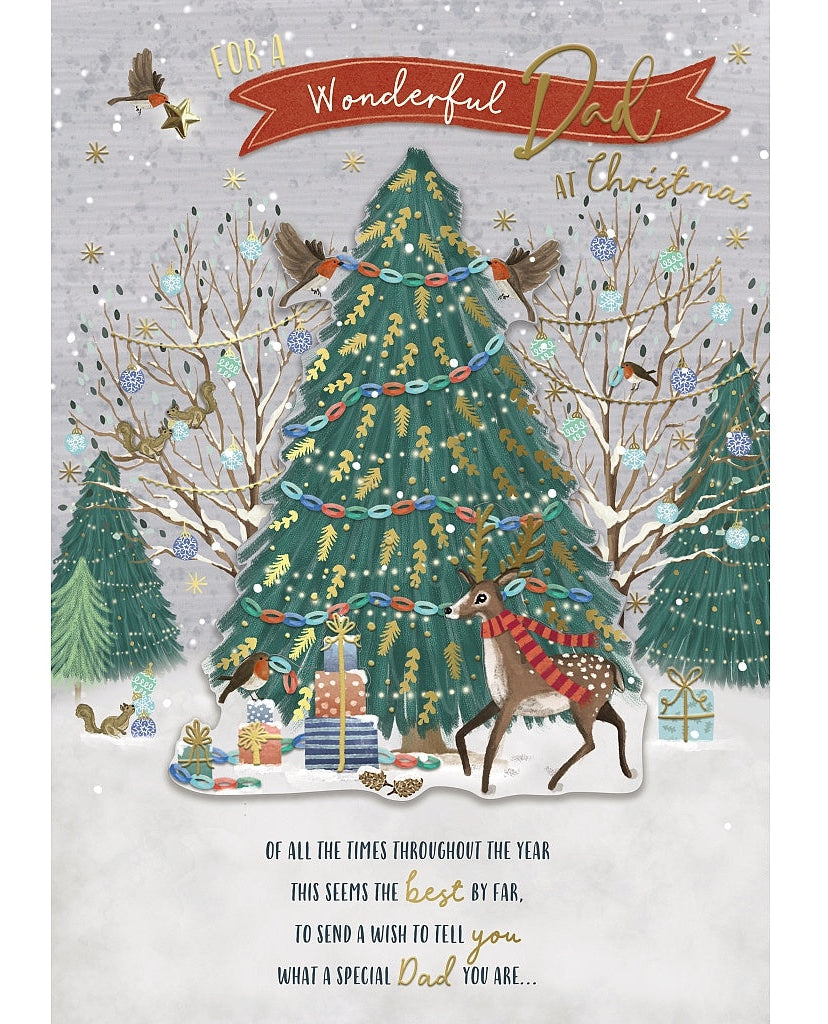 Dad Christmas Card - Winter Forest Wildlife