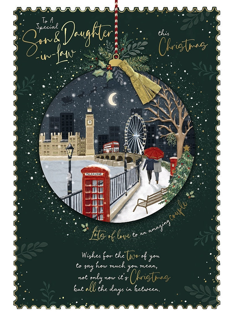 Son and Daughter-In-Law Christmas Card - London Eye And Big Ben