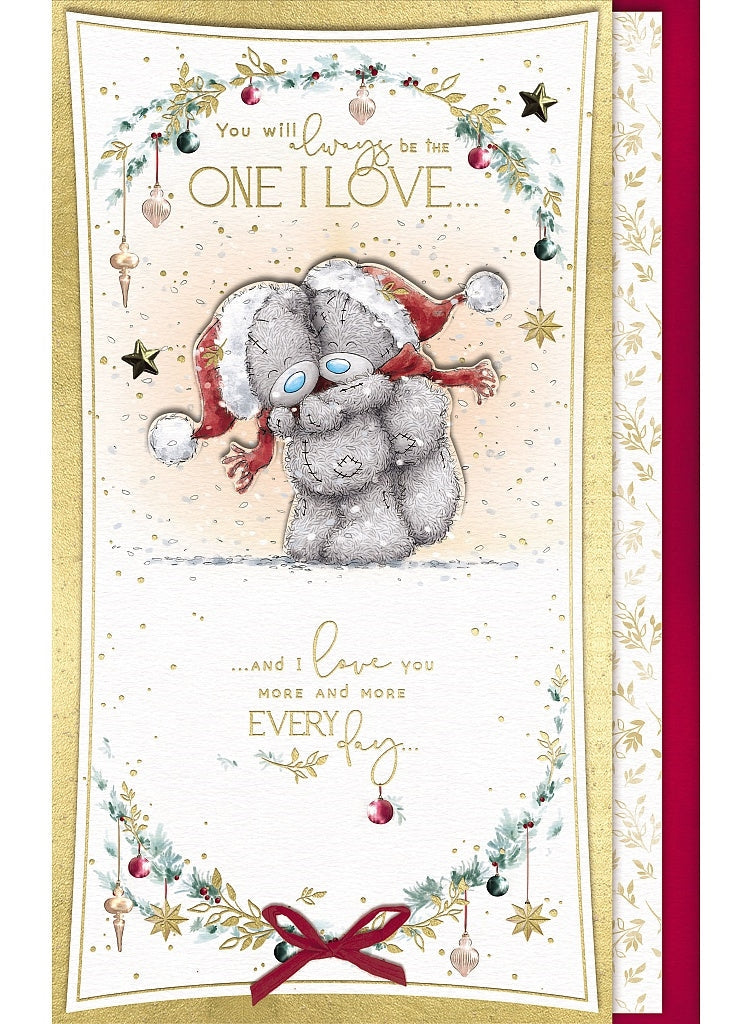 One I Love Christmas Card - Bears Hugging In Snow