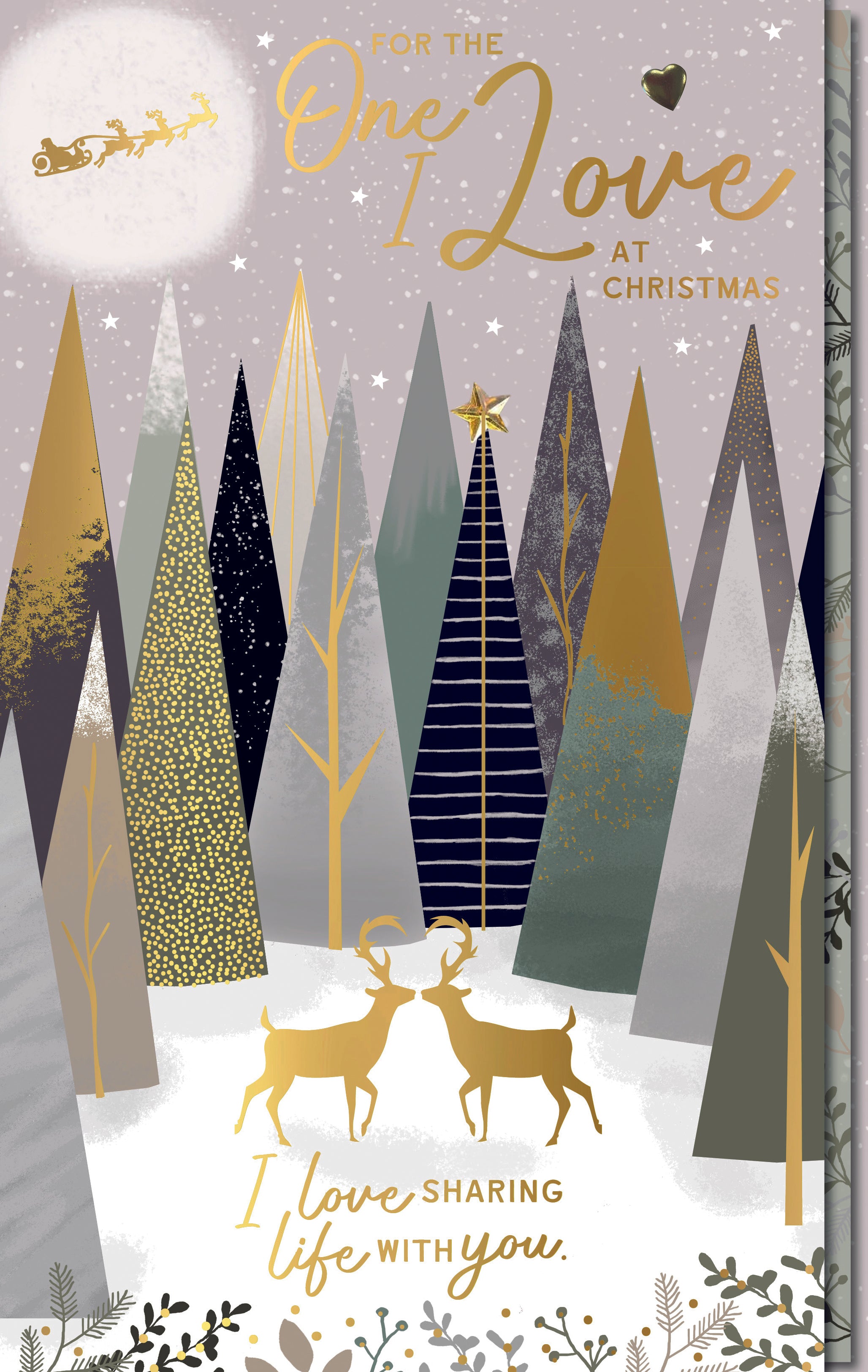 One I Love Christmas Card - Reindeer And Trees