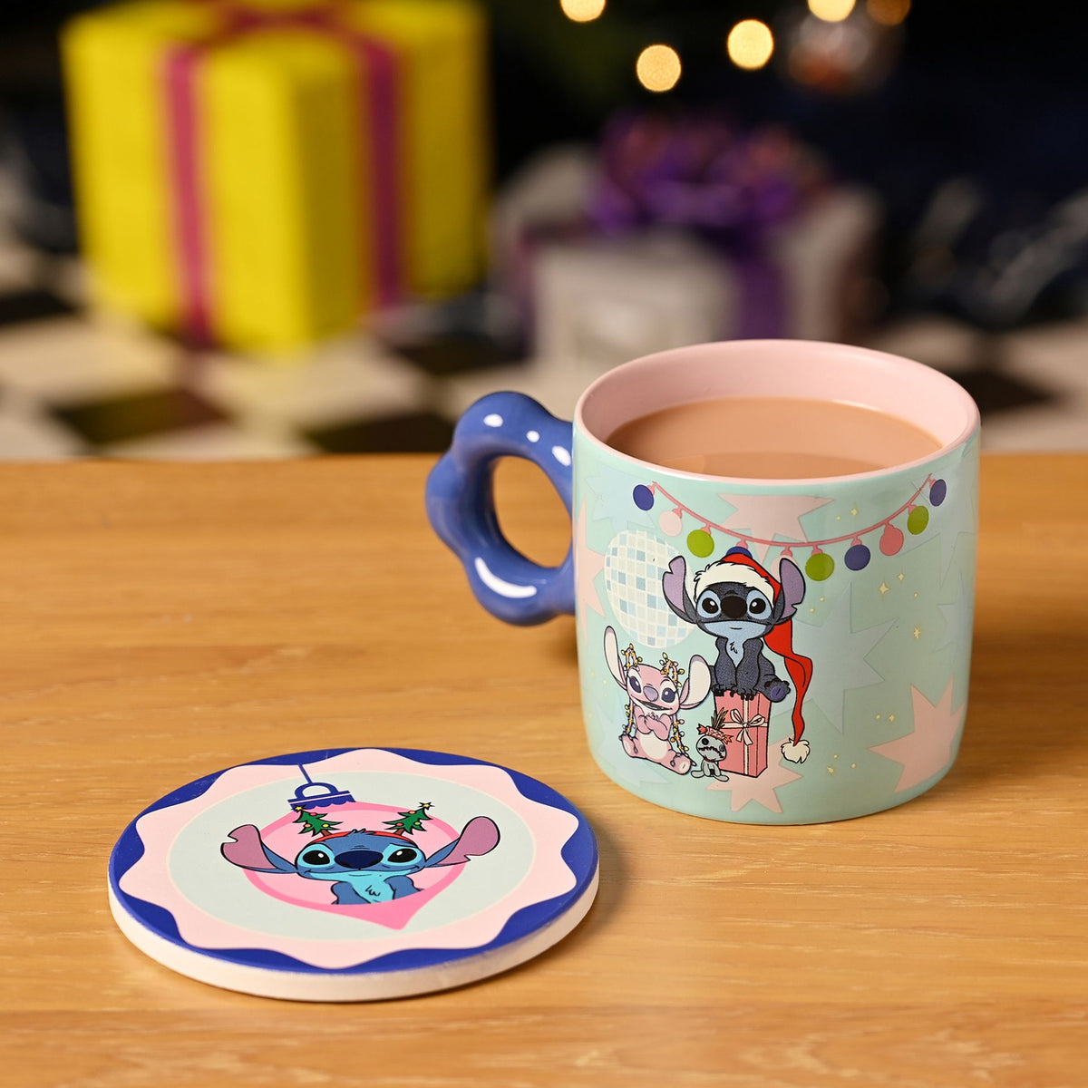 Disney Mug & Coaster Set - Stitch & Angel