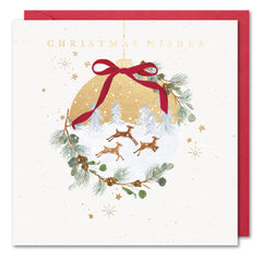 General Christmas Card - Deer Trio in a Bauble