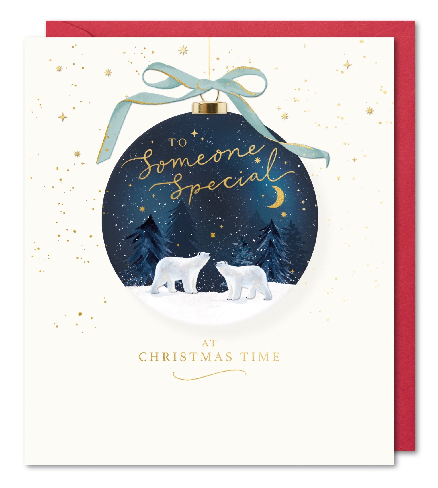 Someone Special Christmas Card - Polar Bears in a Bauble
