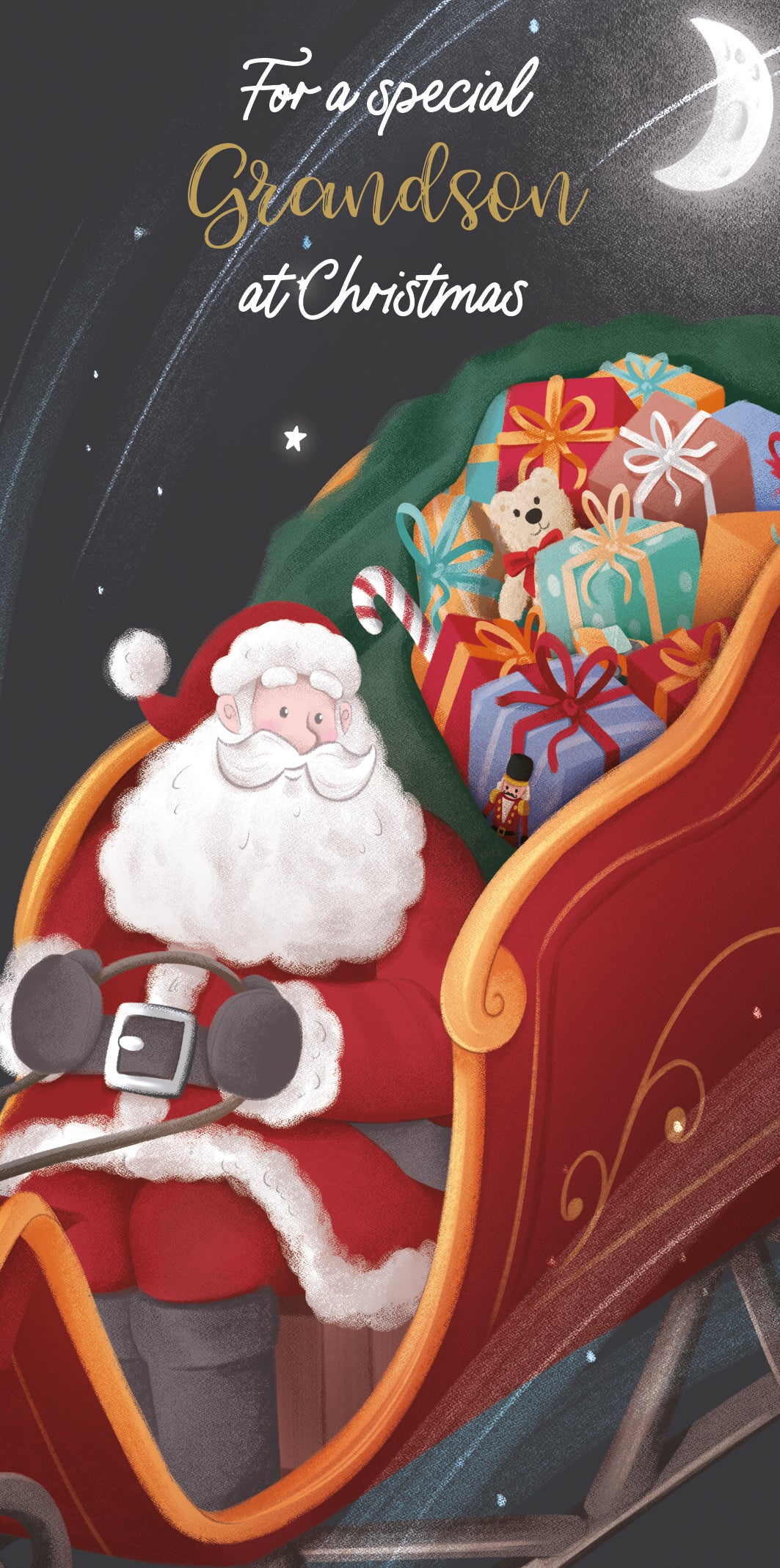 Christmas Money Wallet  Grandson Card - Santa Riding Sleigh