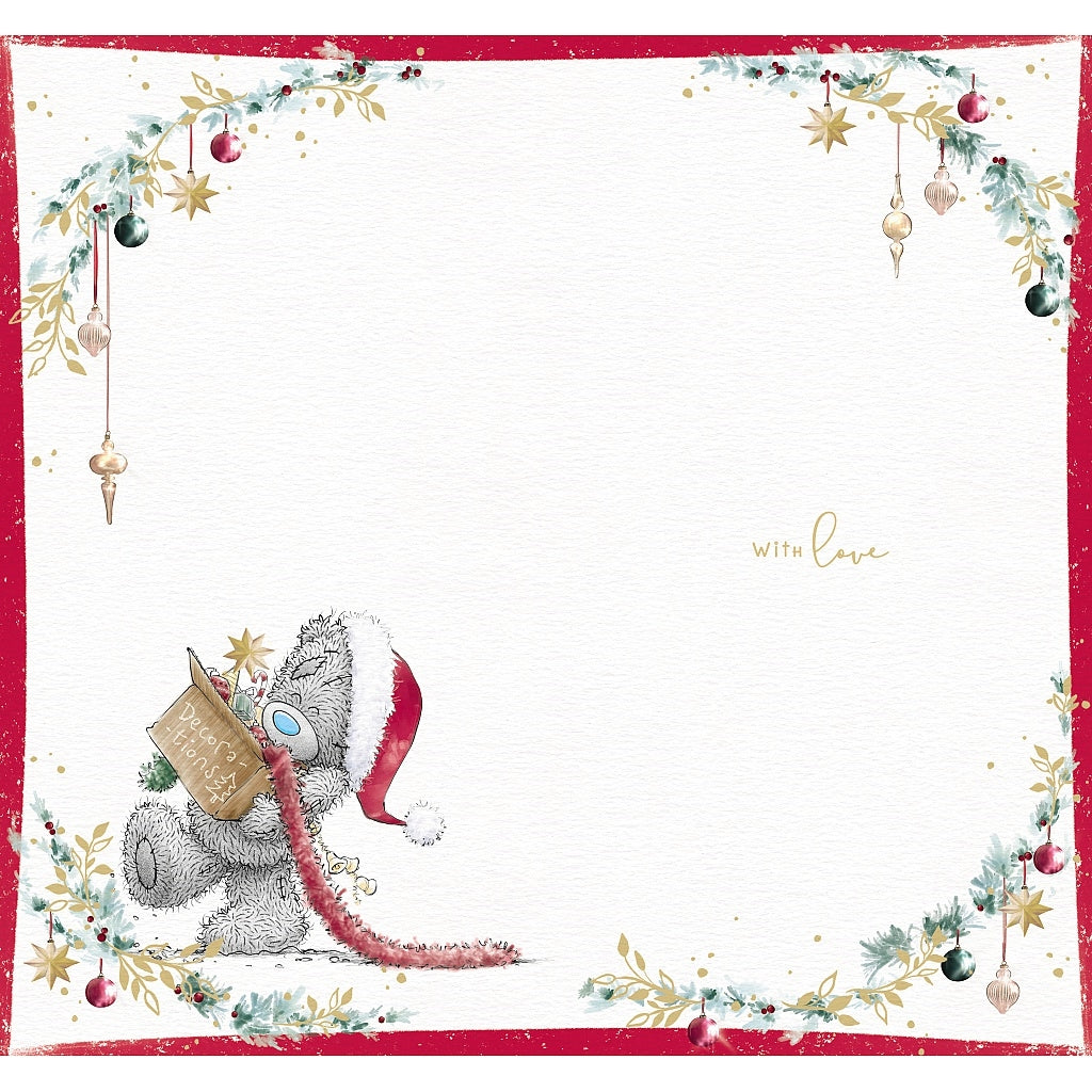 Open Christmas Card - Especially For You Bear Decorating Tree