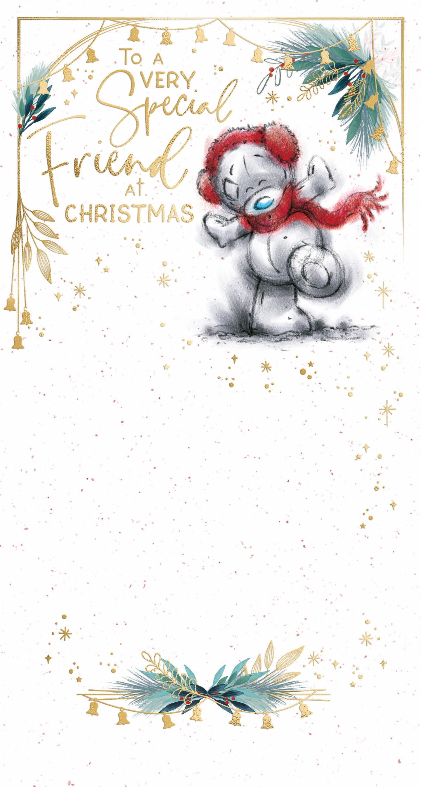 Special Friend Christmas Card - Bear Wearing Ear Phone